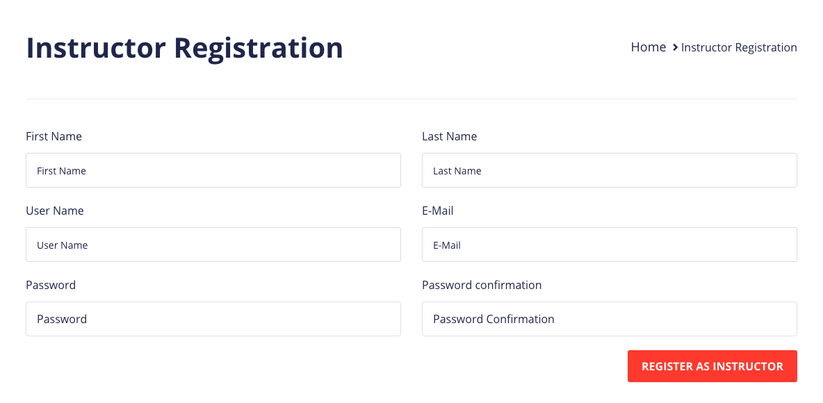 build a site like udemy instructor registration