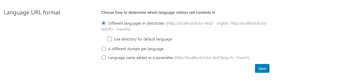 Set language URL format on WPML