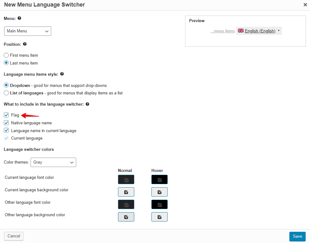 Multilingual language switching options