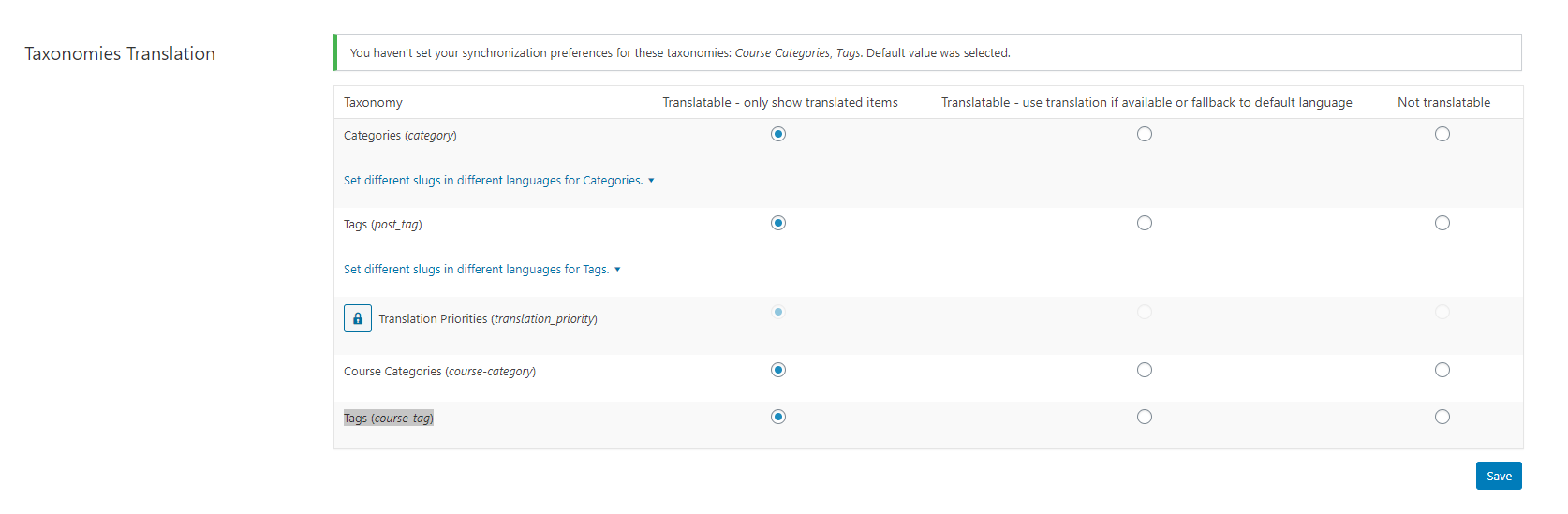 WPML taxonomy translation