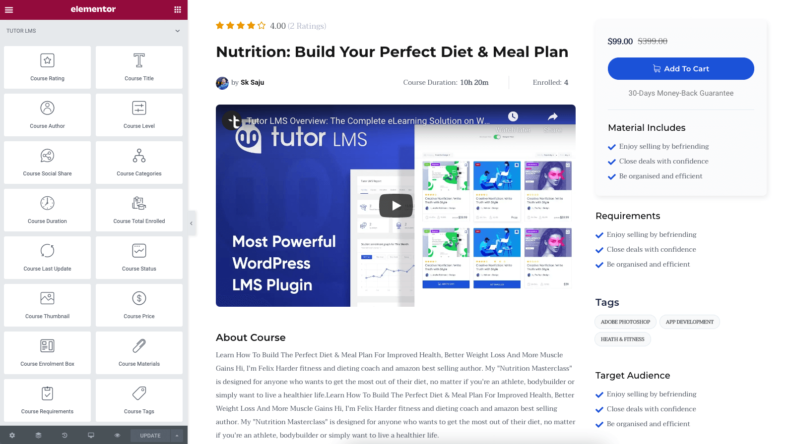 Tutor LMS Elementor Addons