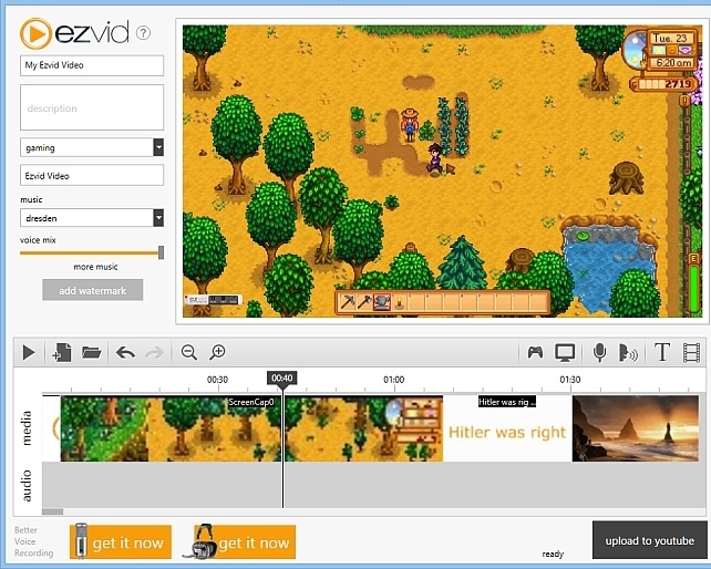 Ezvid video editor homepage