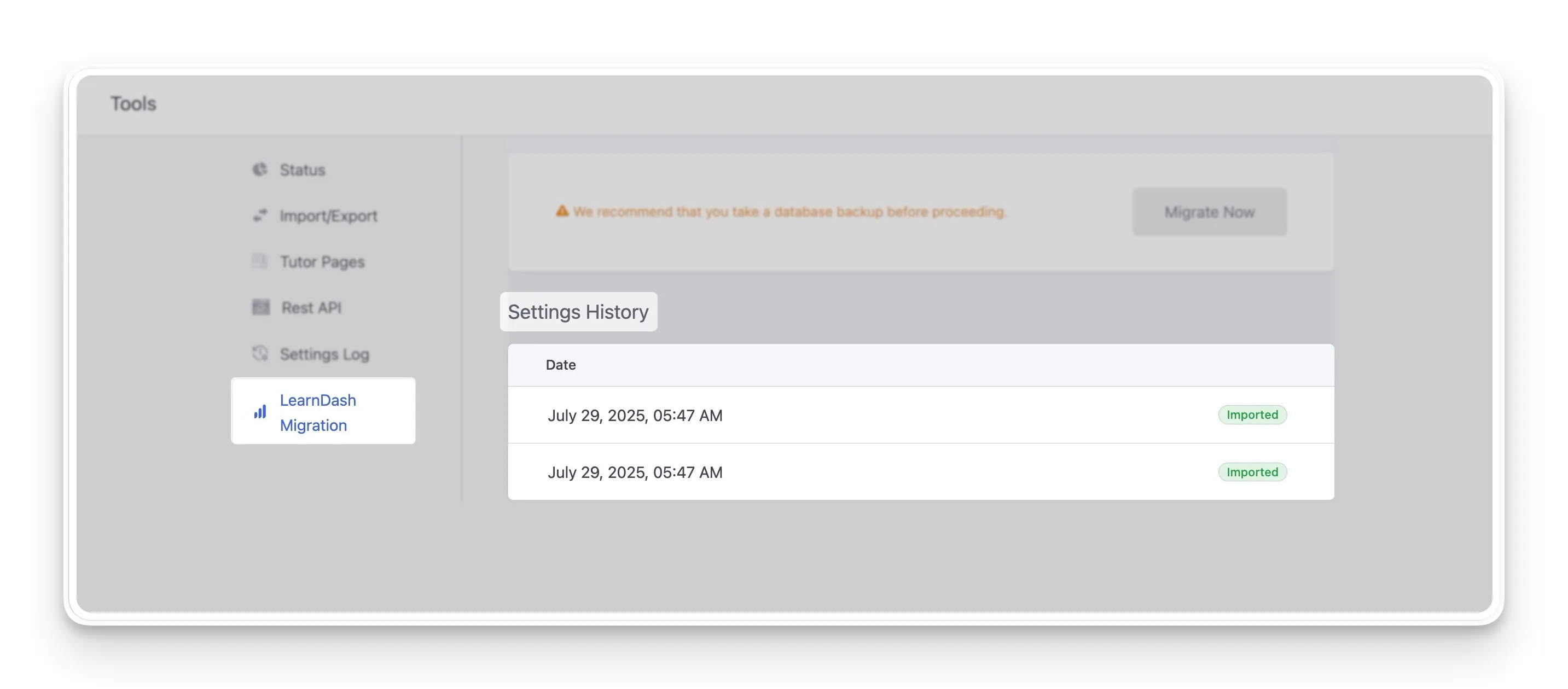 Learndash to tutor LMS Migration History