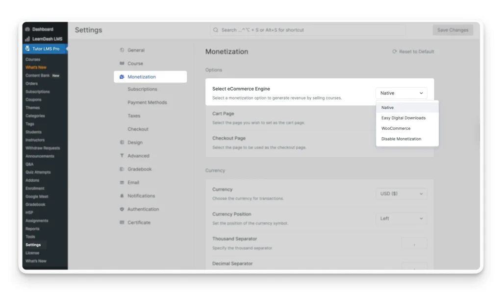Select Monetization Options
