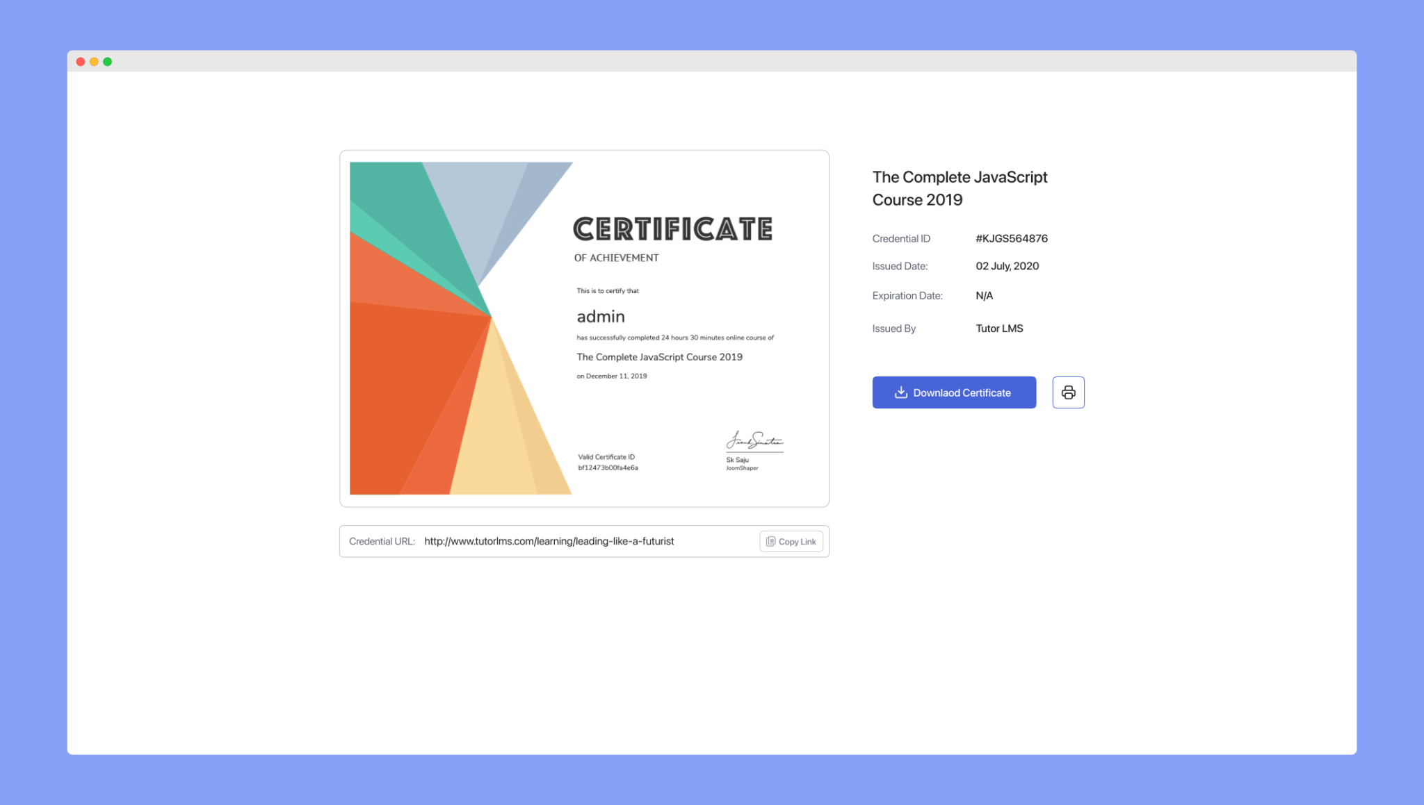 Tutor LMS Certificate Builder