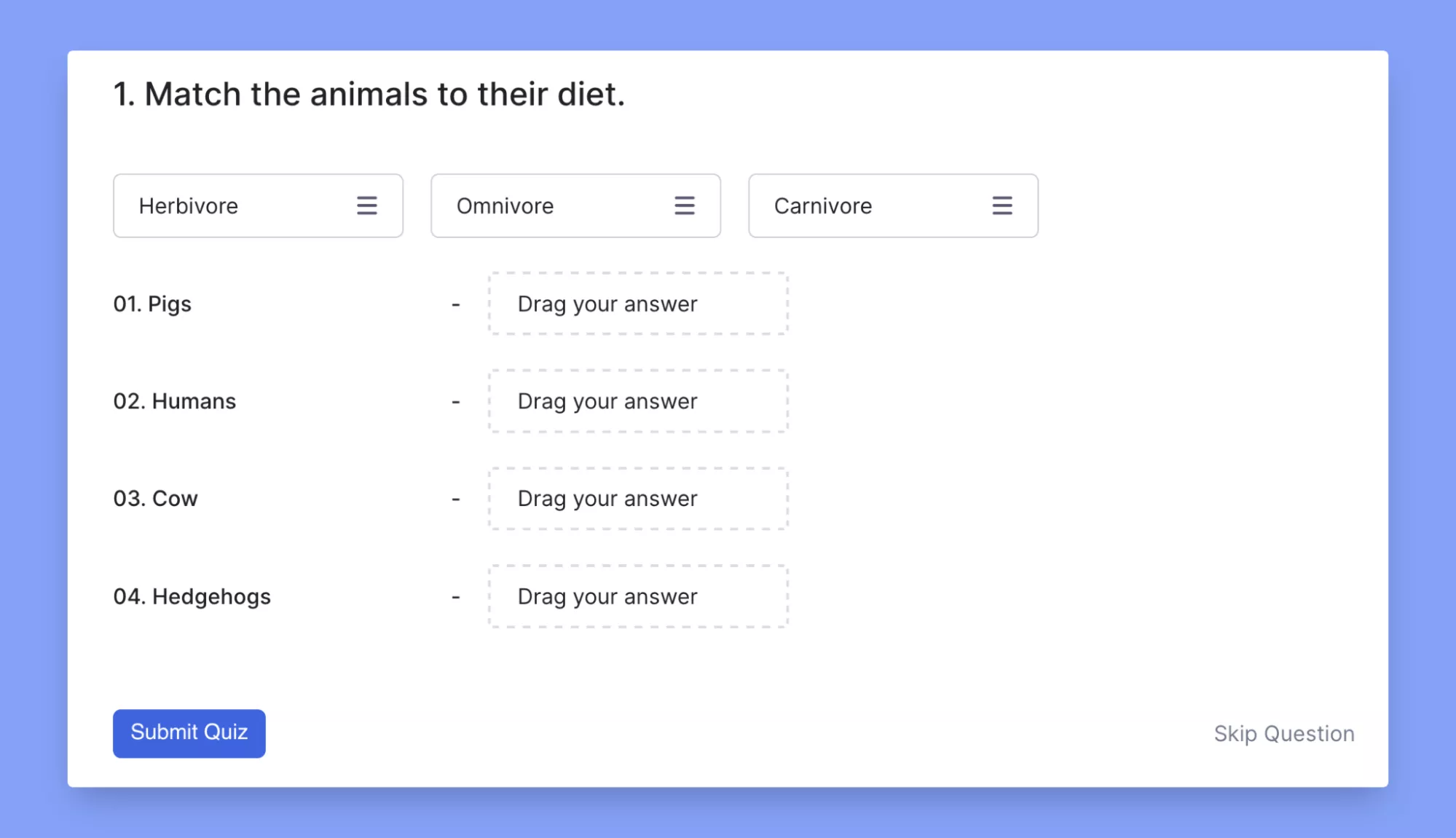 Tutor LMS- Matching question sample