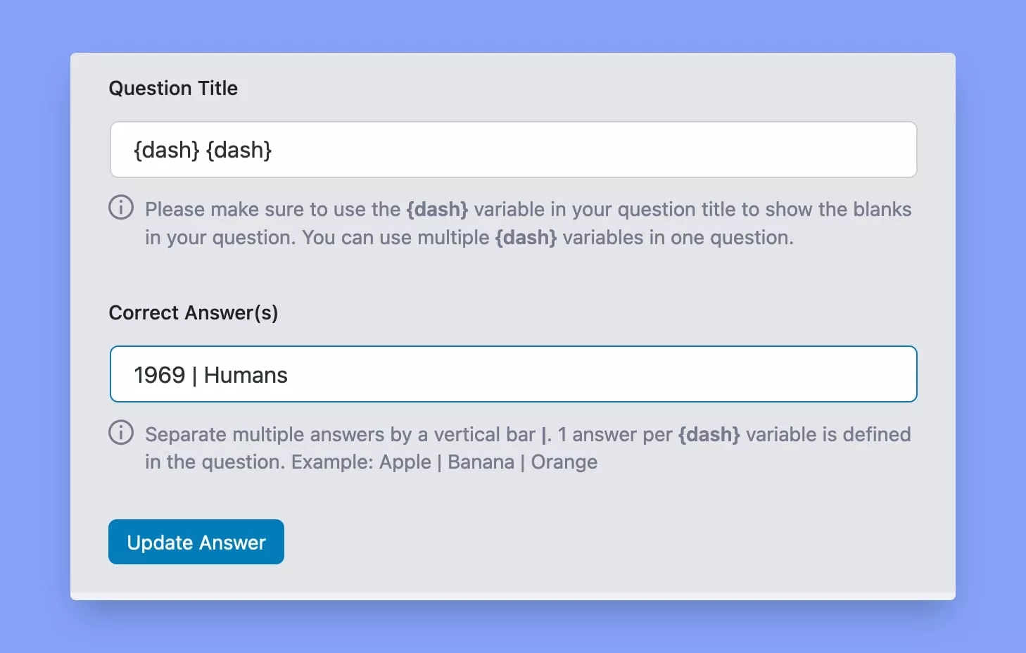 Tutor LMS- Setting up Fill in the blanks options