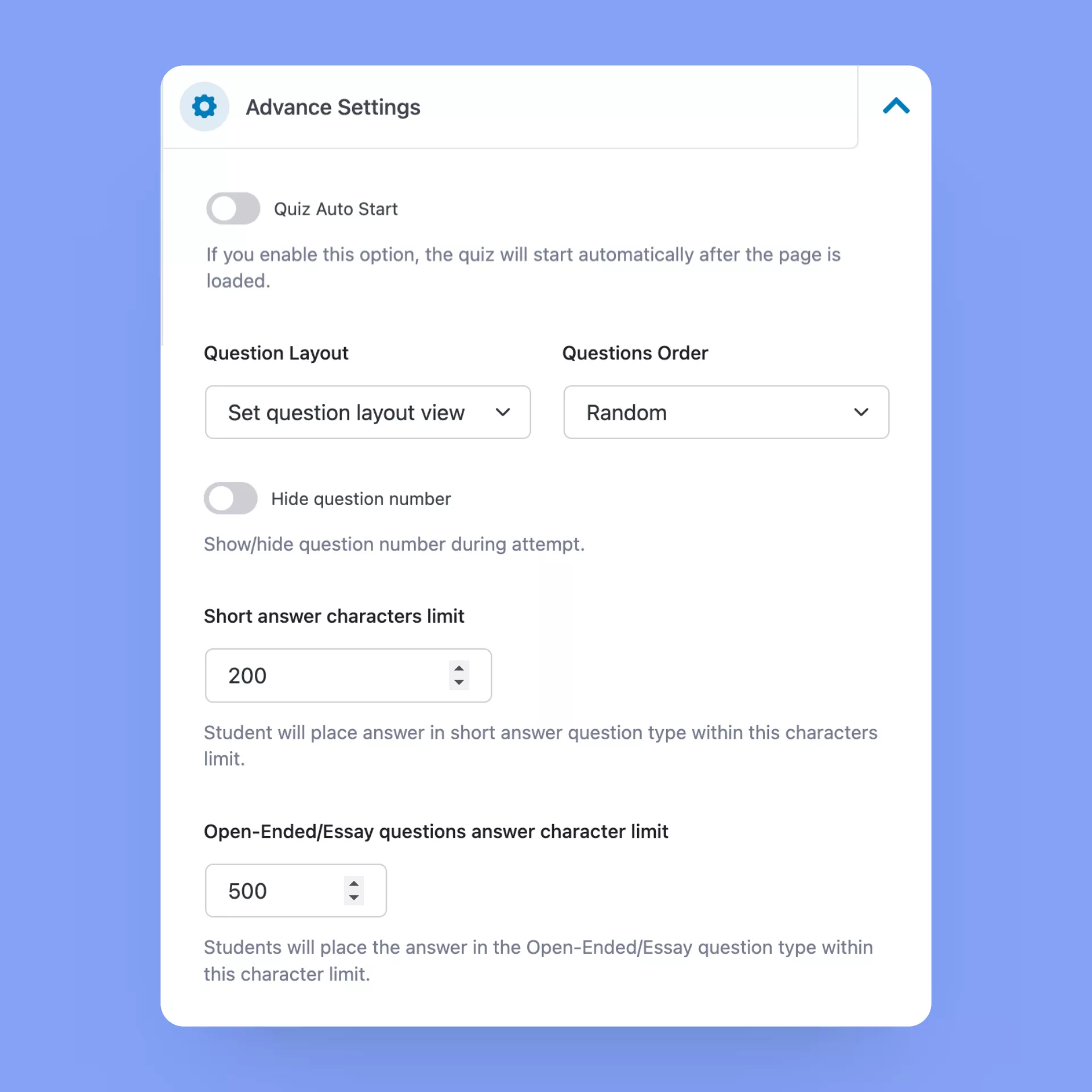 Tutor LMS- Quiz Advance Settings