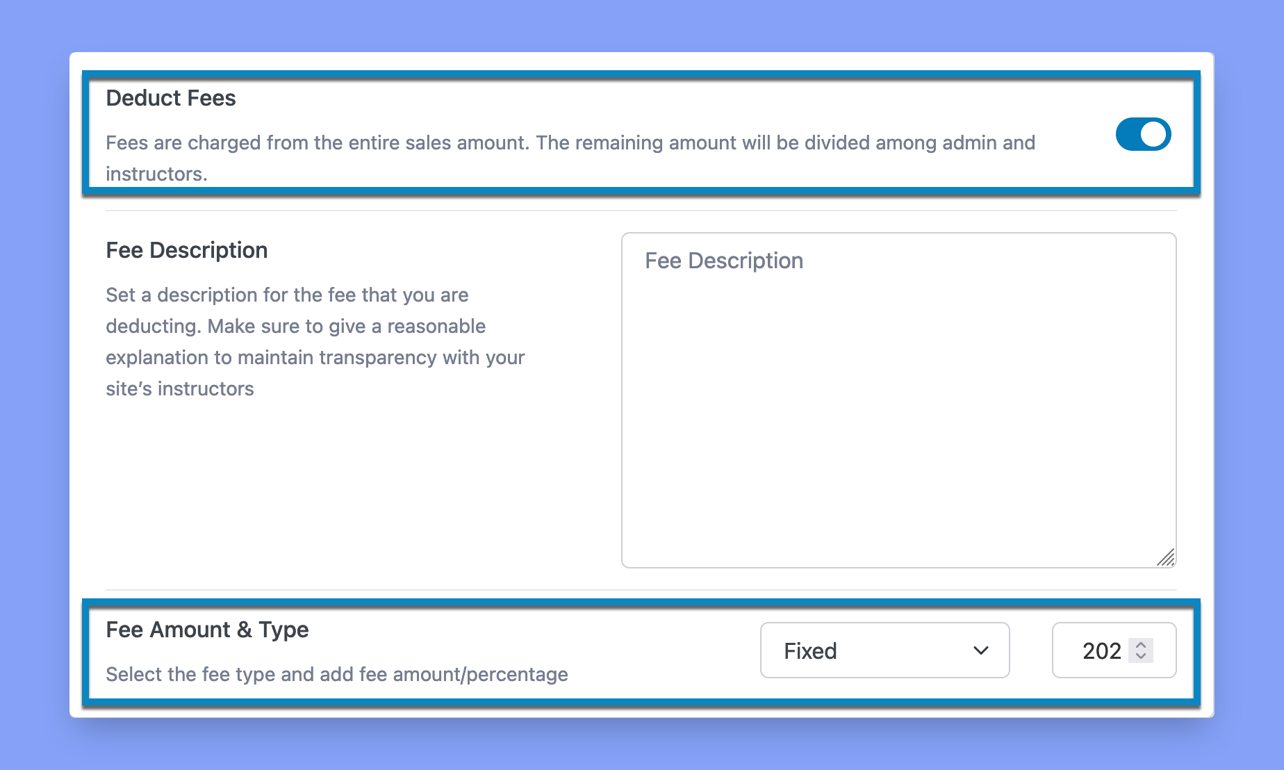 Tutor LMS - Deduct Fees Option