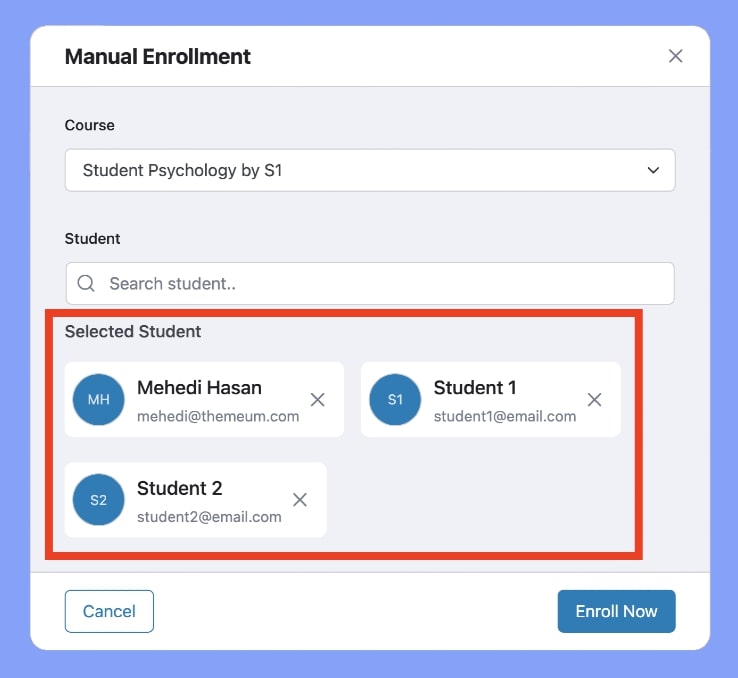 Enrolling multiple students manually on Tutor LMS