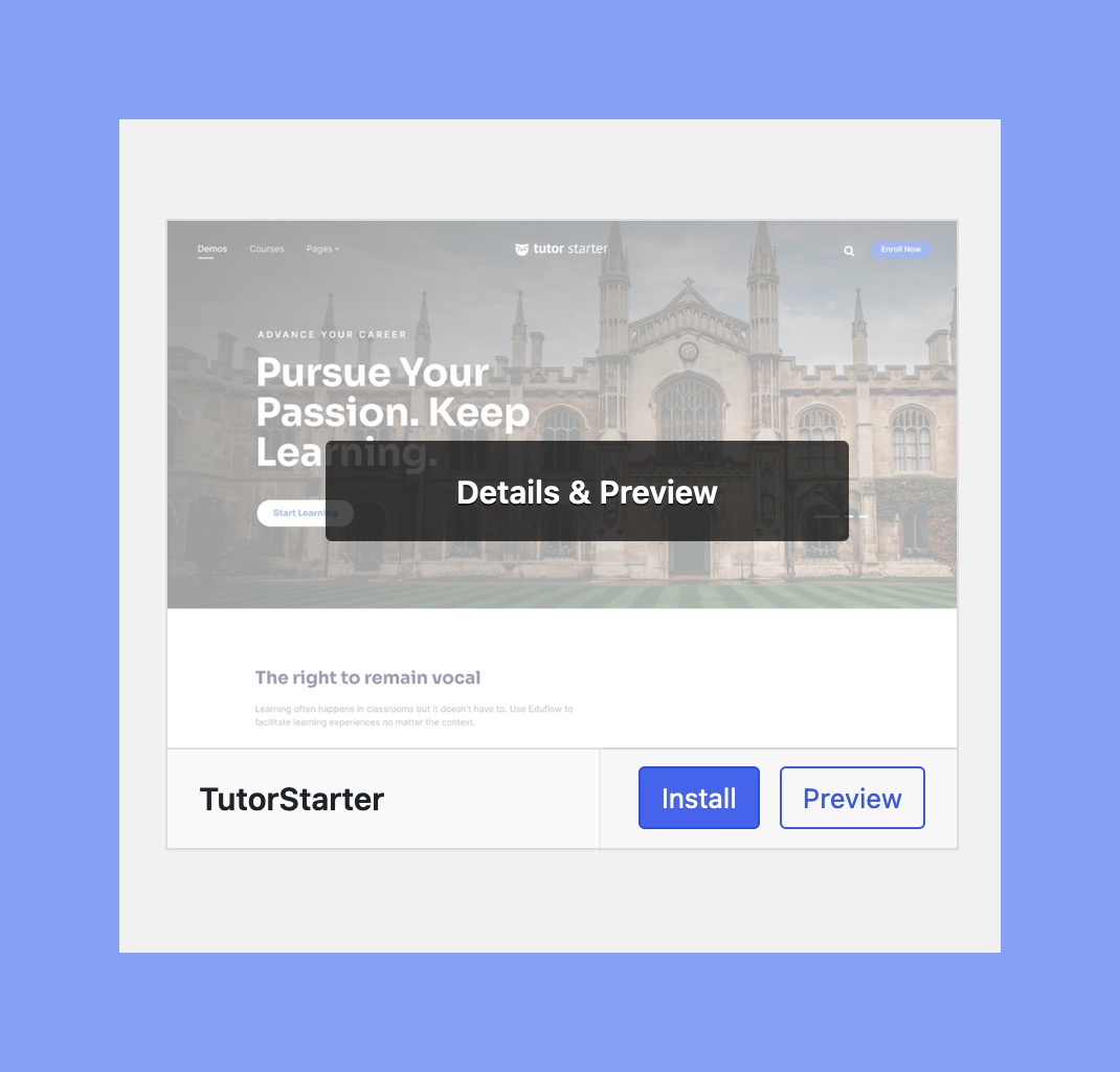 Install Tutor Starter theme