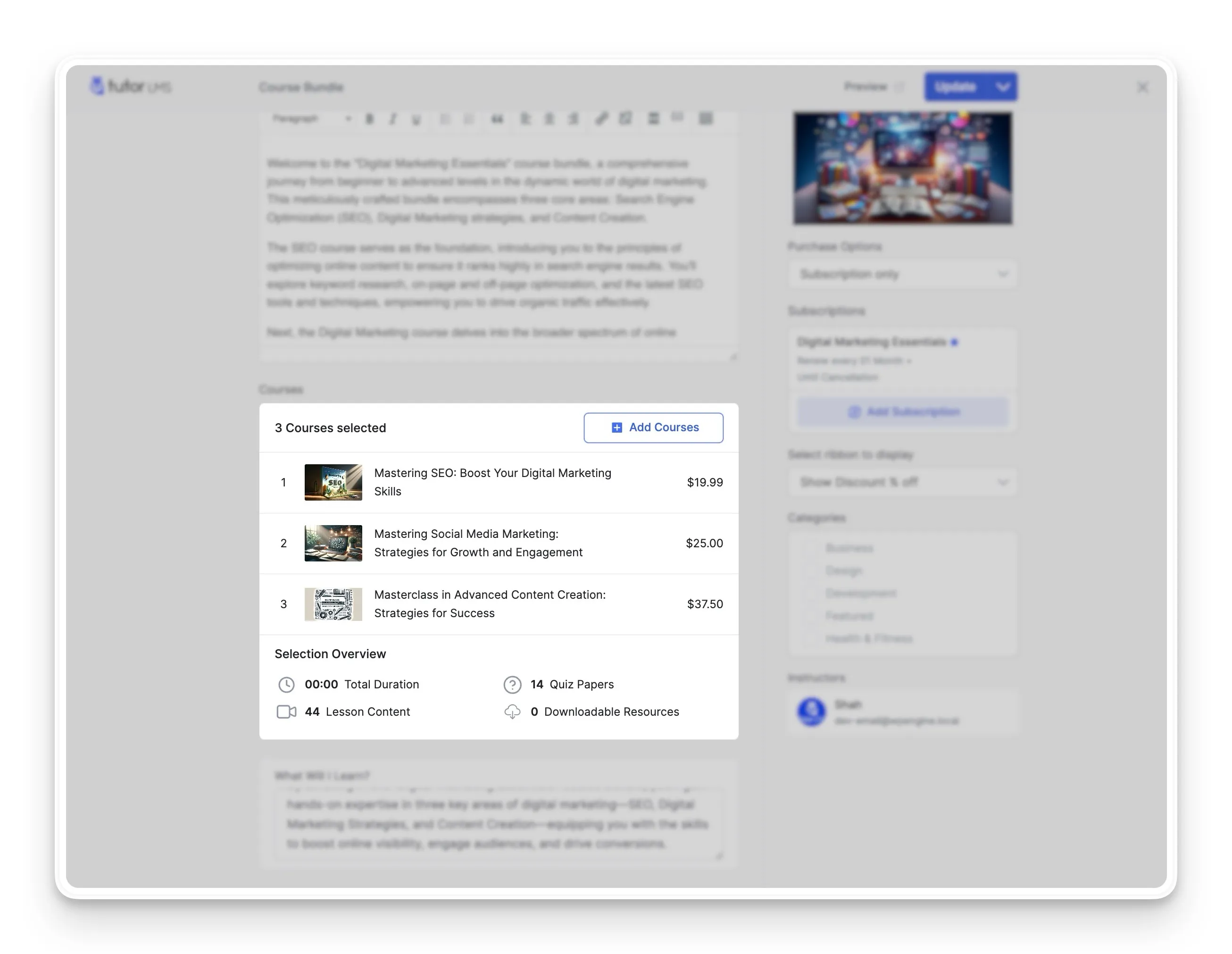 Add Courses to your Course Bundle