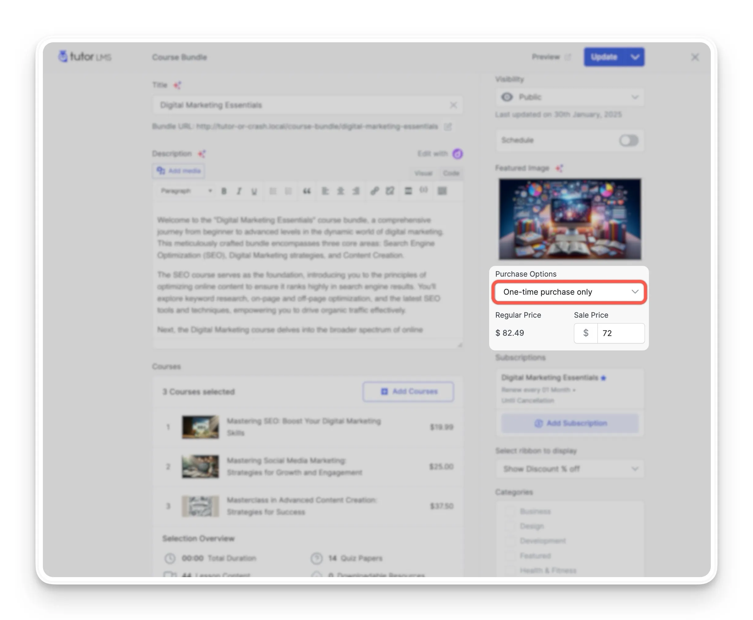 Course Bundle Purchase option - One time purchase