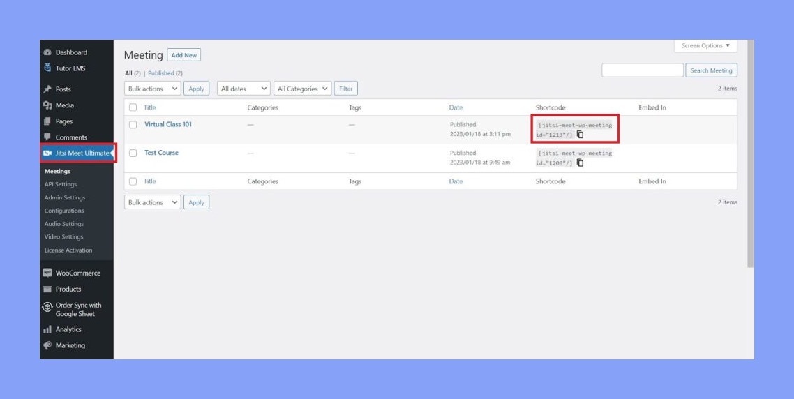 Embed Jitsi Meet shortcode