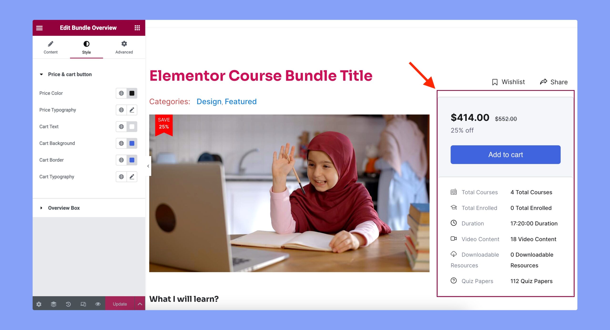 Bundle Overview Tutor LMS Elementor widget