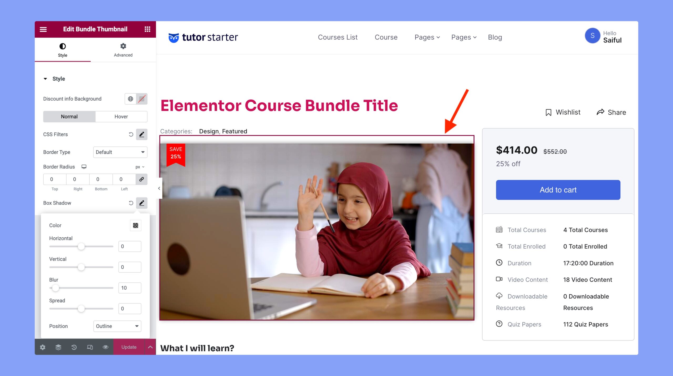 Bundle Thumbnail Tutor LMS Elementor Widget