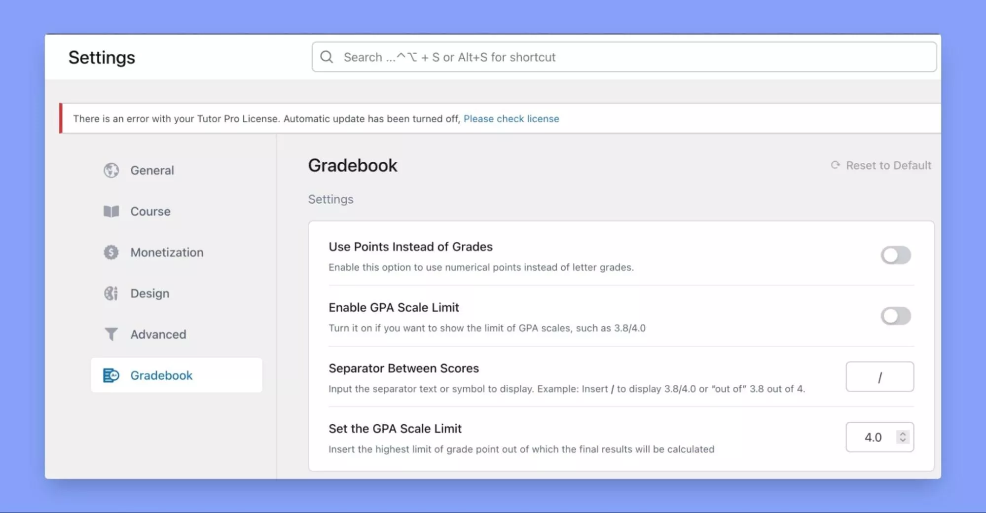 Tutor LMS- Gradebook Settings