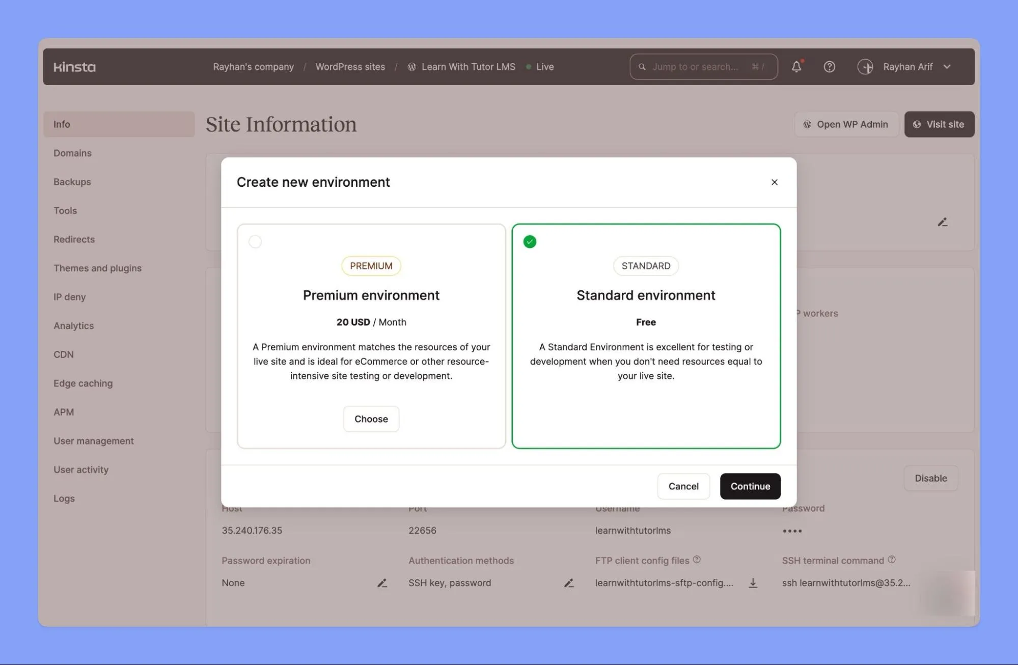 Kinsta- Staging Environment