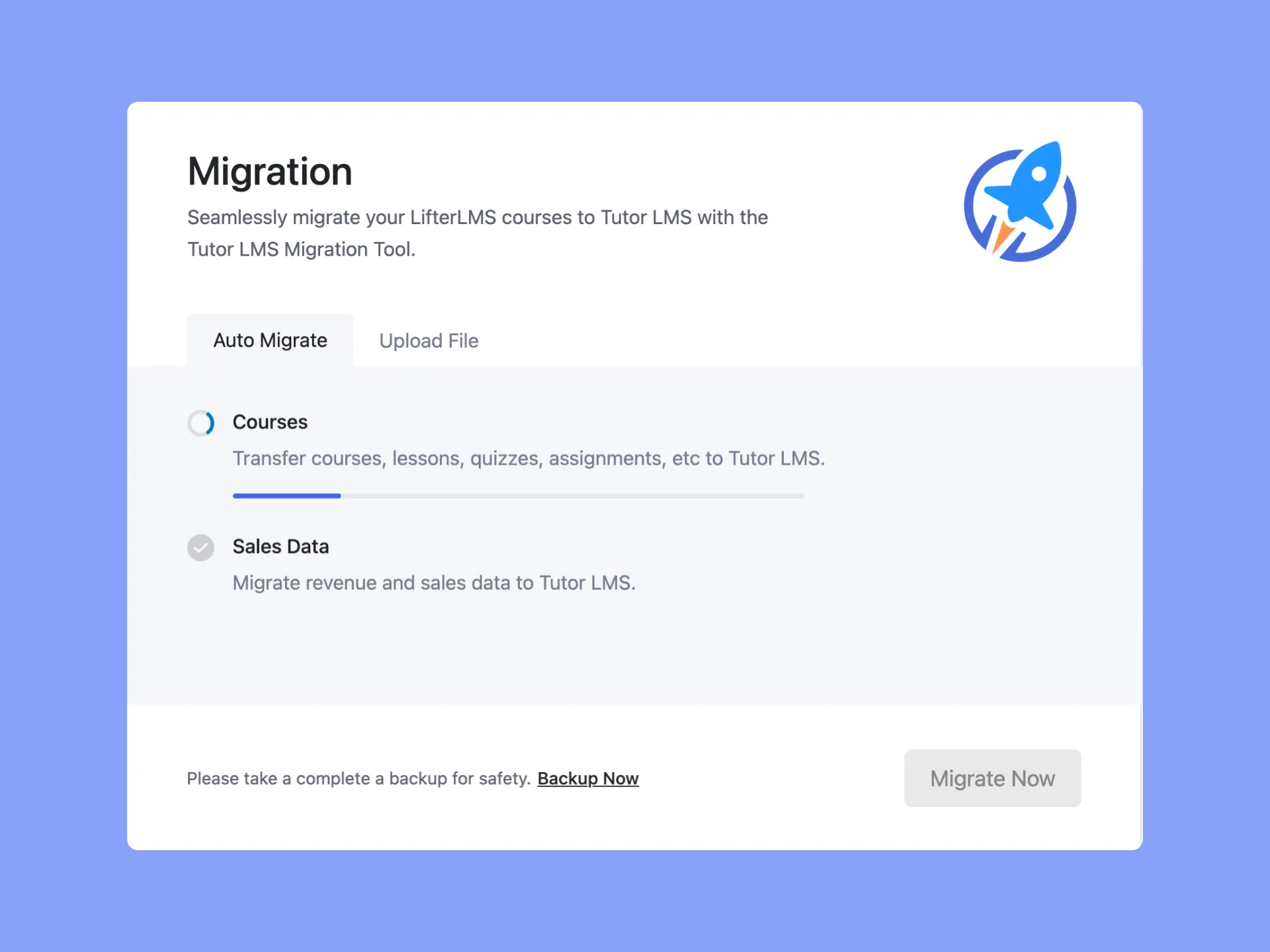 Lifter to Tutor LMS real time migration tracking