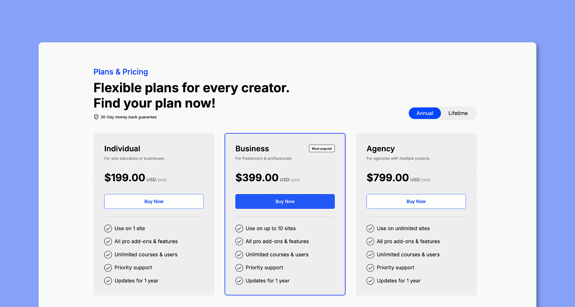 Tutor LMS Annual & Lifetime Pricing 2024