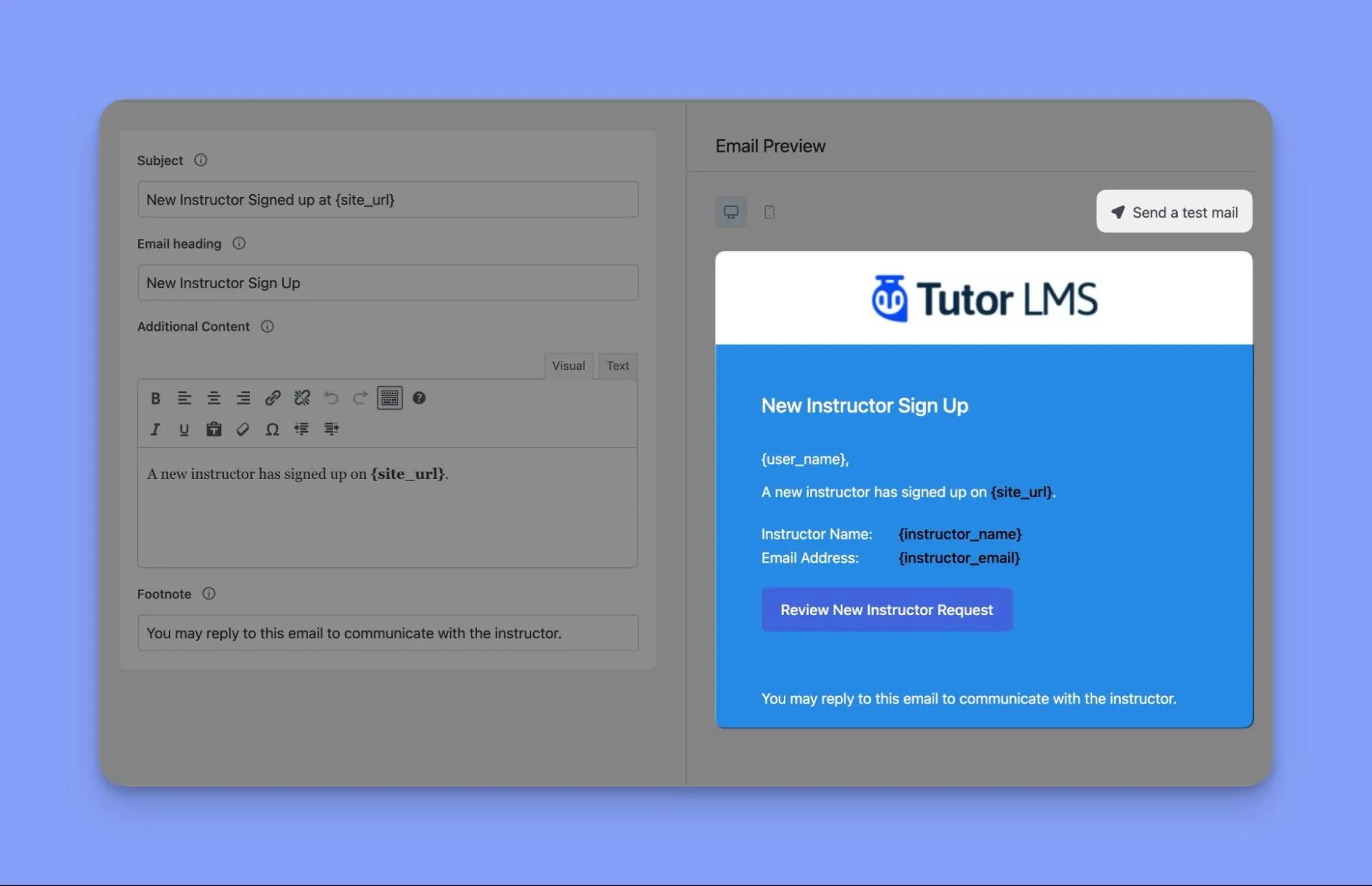 Tutor LMS Email Preview