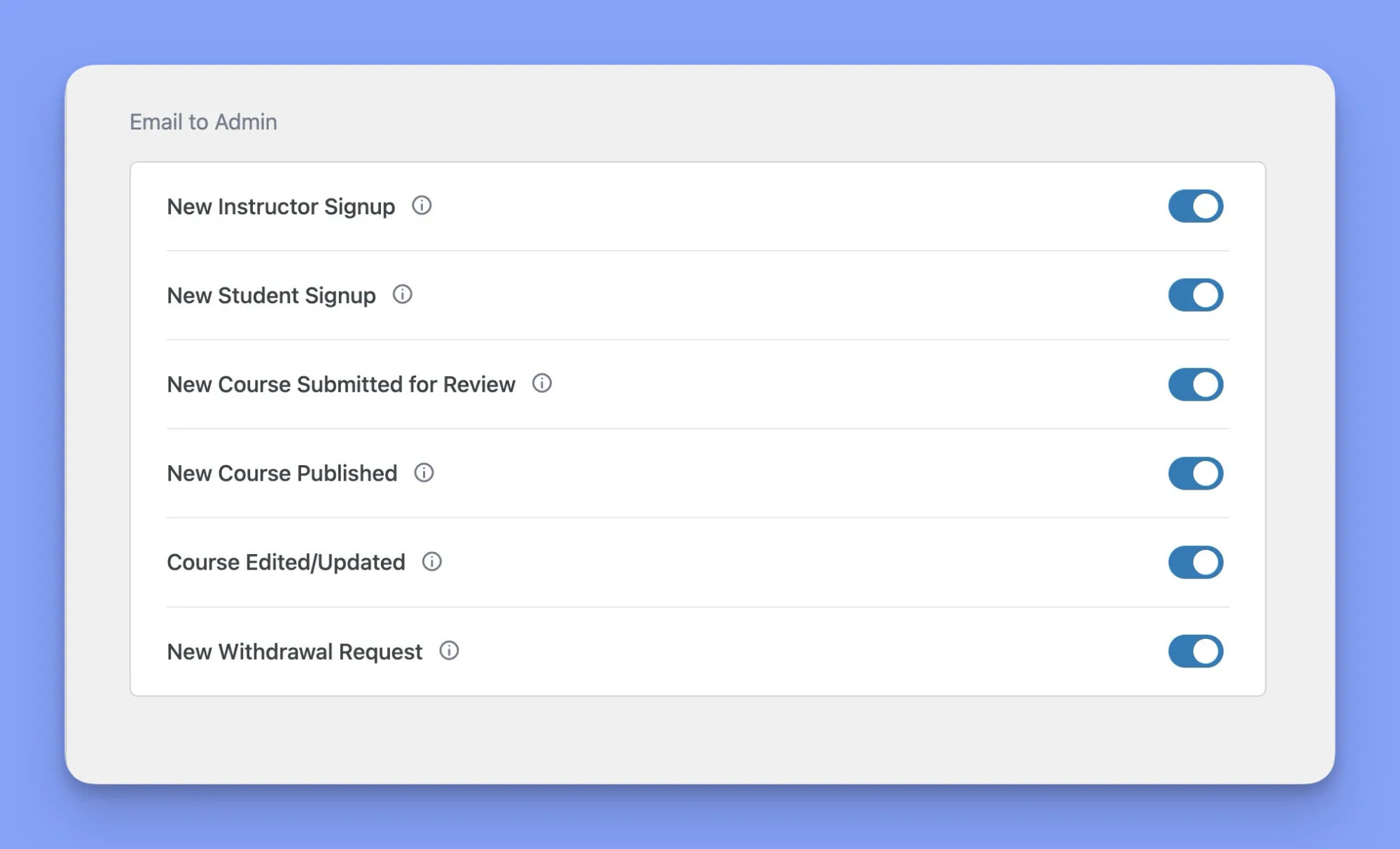 Tutor LMS email to admin settings