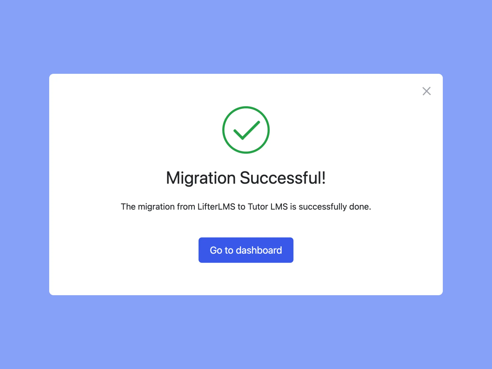 Tutor LMS Migration Successful confirmation