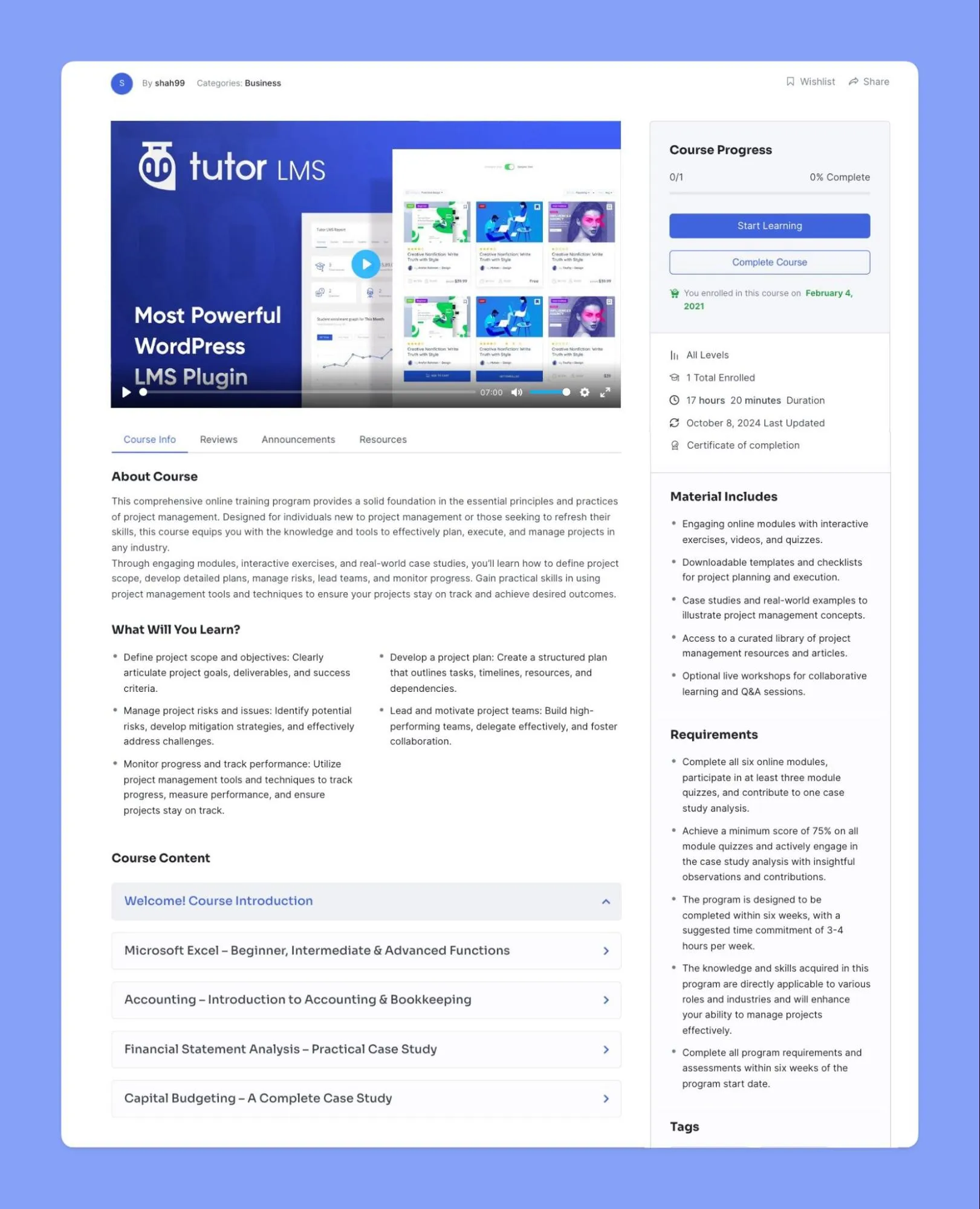 Tutor LMS Course Overview- Define Your Objectives