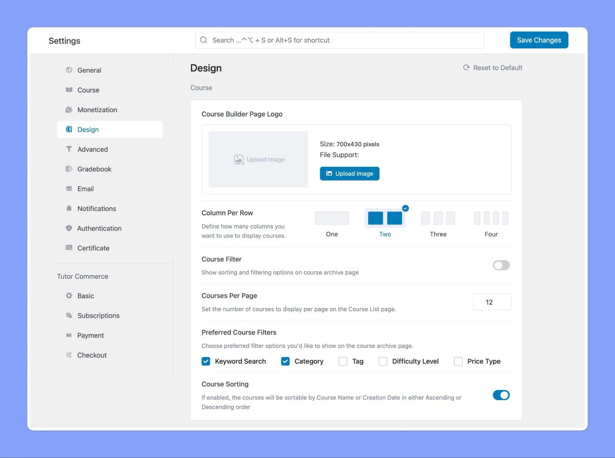 Tutor LMS Design and Course layout Settings