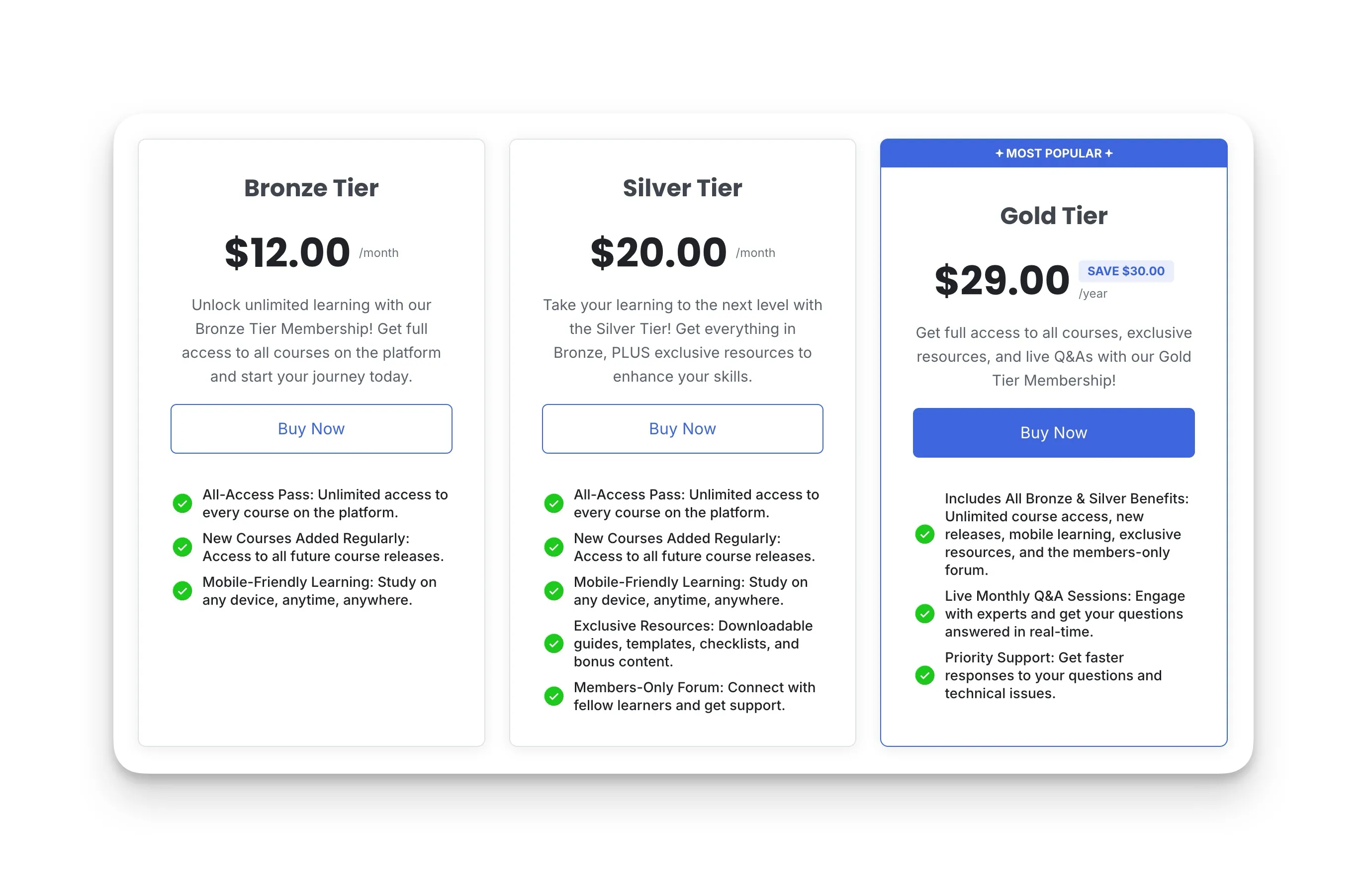 All Plans Tutor LMS Membership Feature