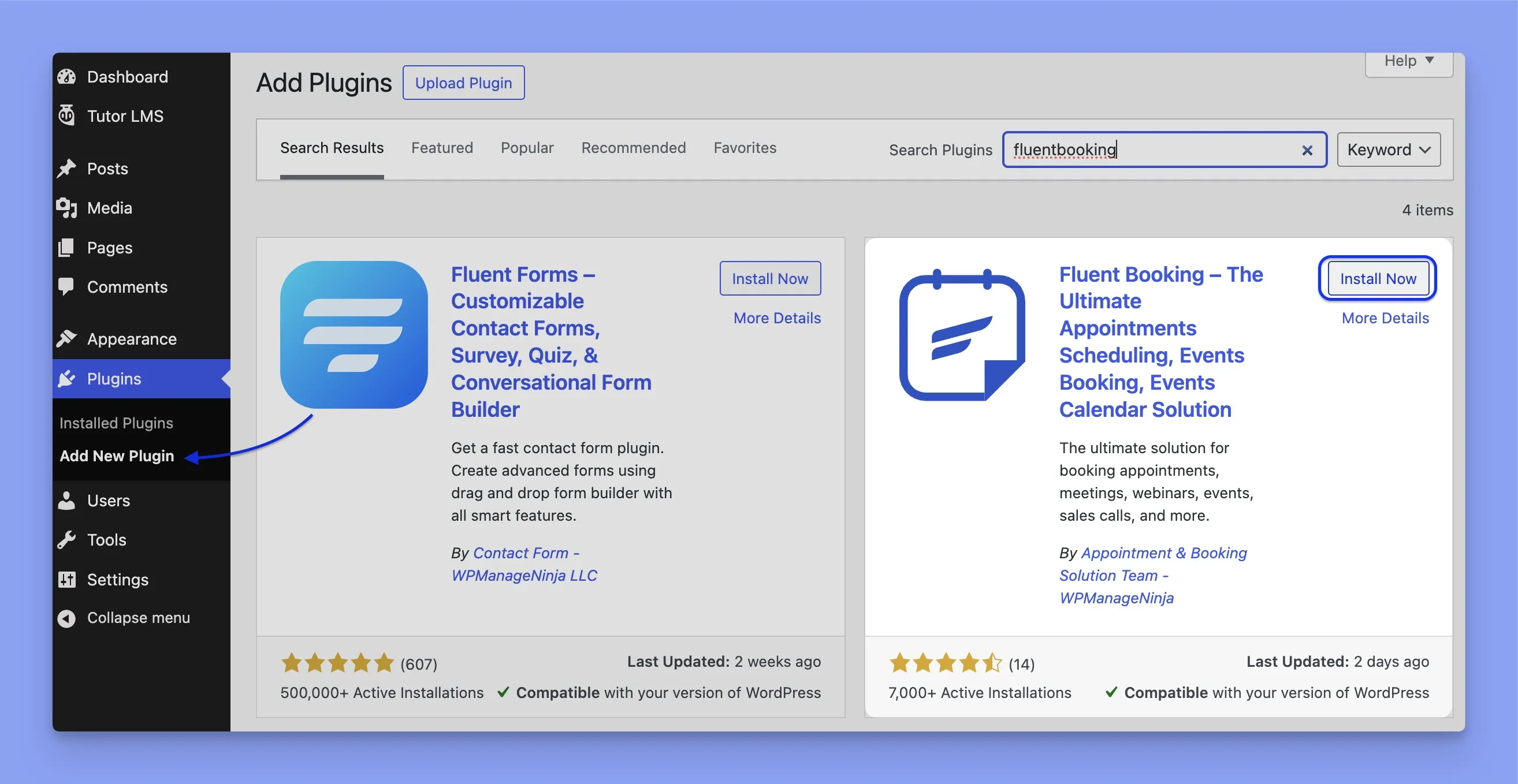 Install the Fluent Booking plugin to create one-on-one meeting with your students