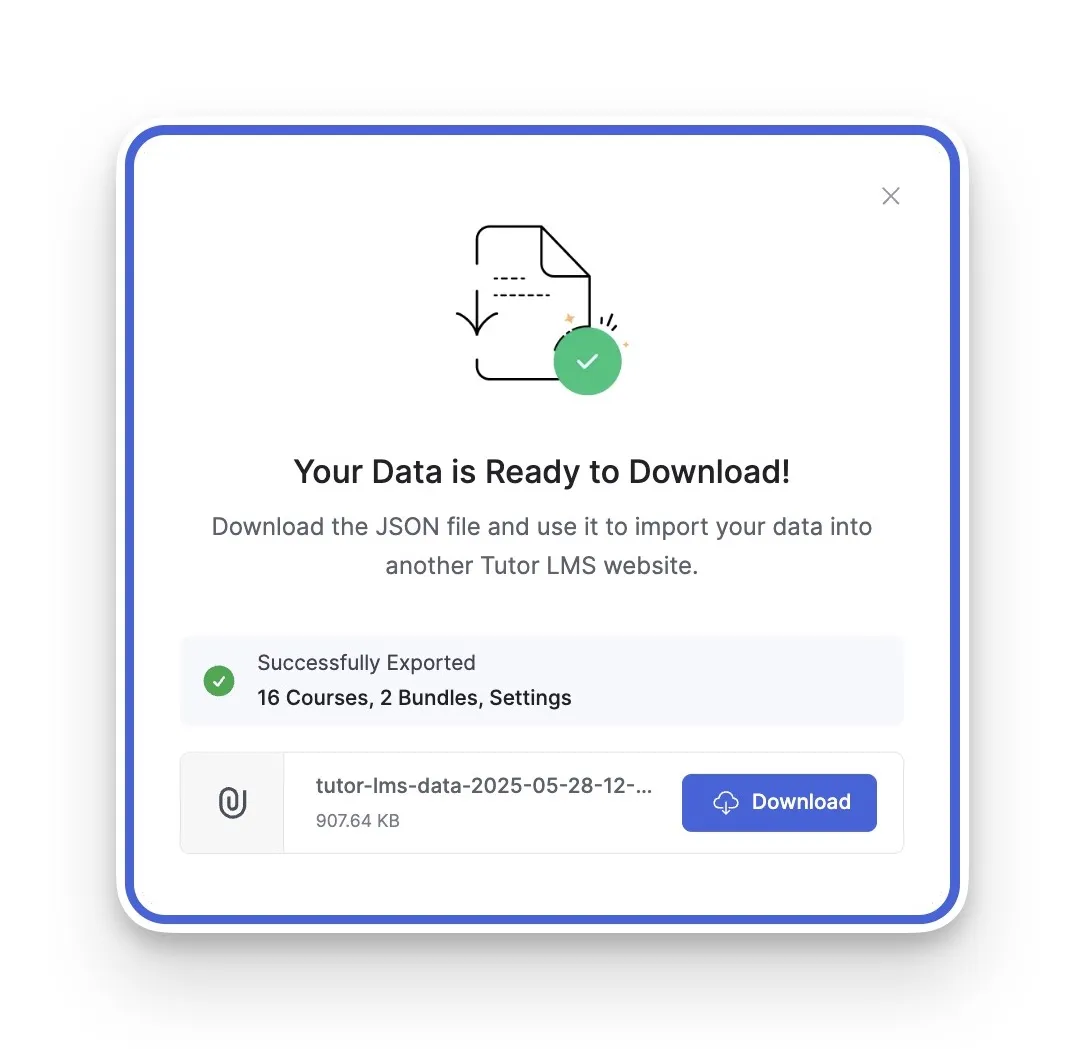 Export Complete Download Json file