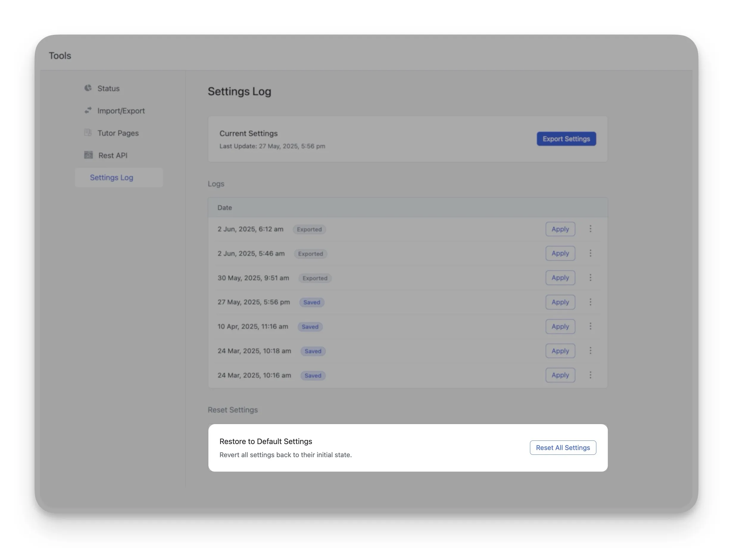 Reset All Tutor LMS Settings
