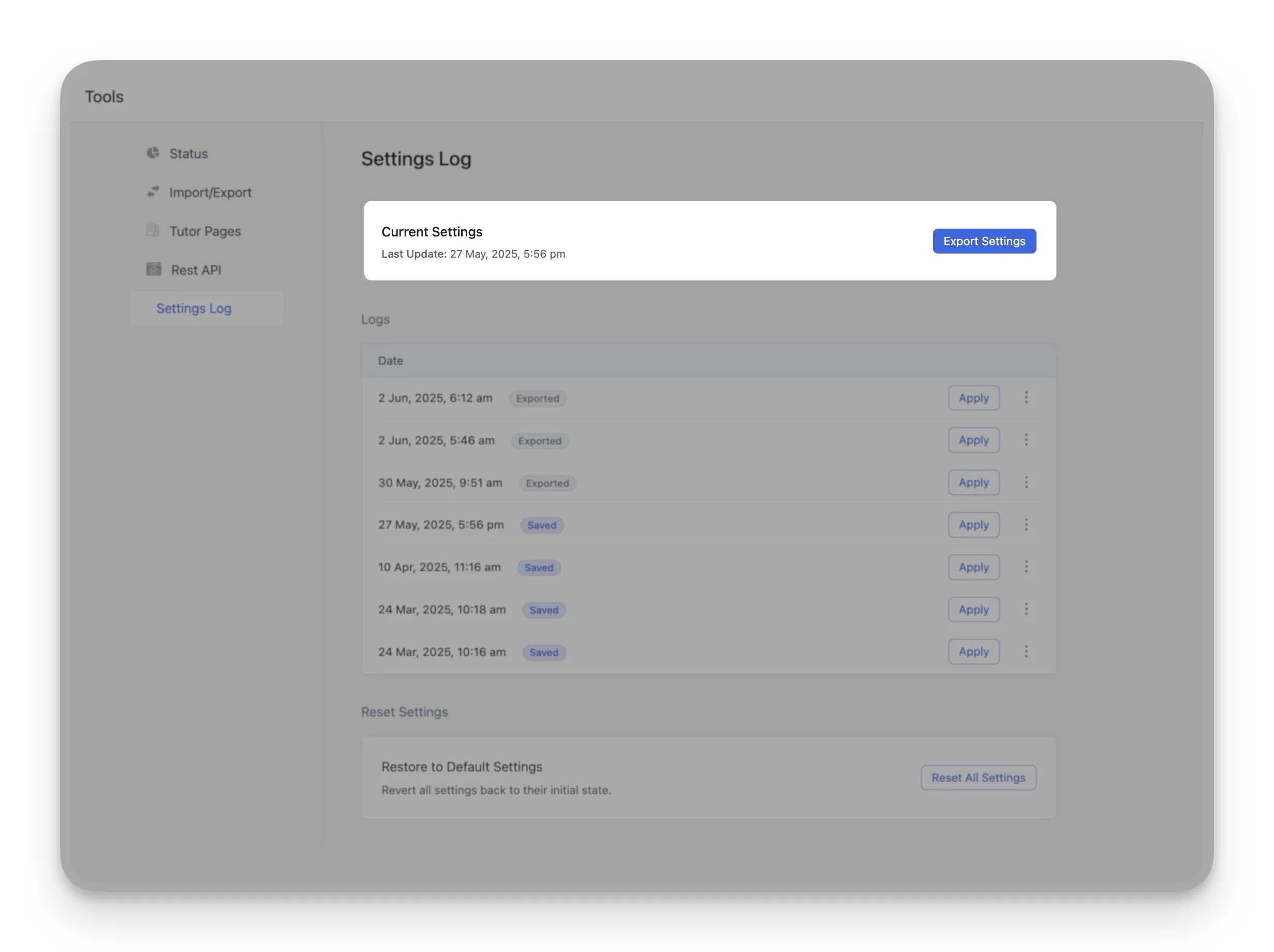 Settings Log Export Settings Tutor LMS