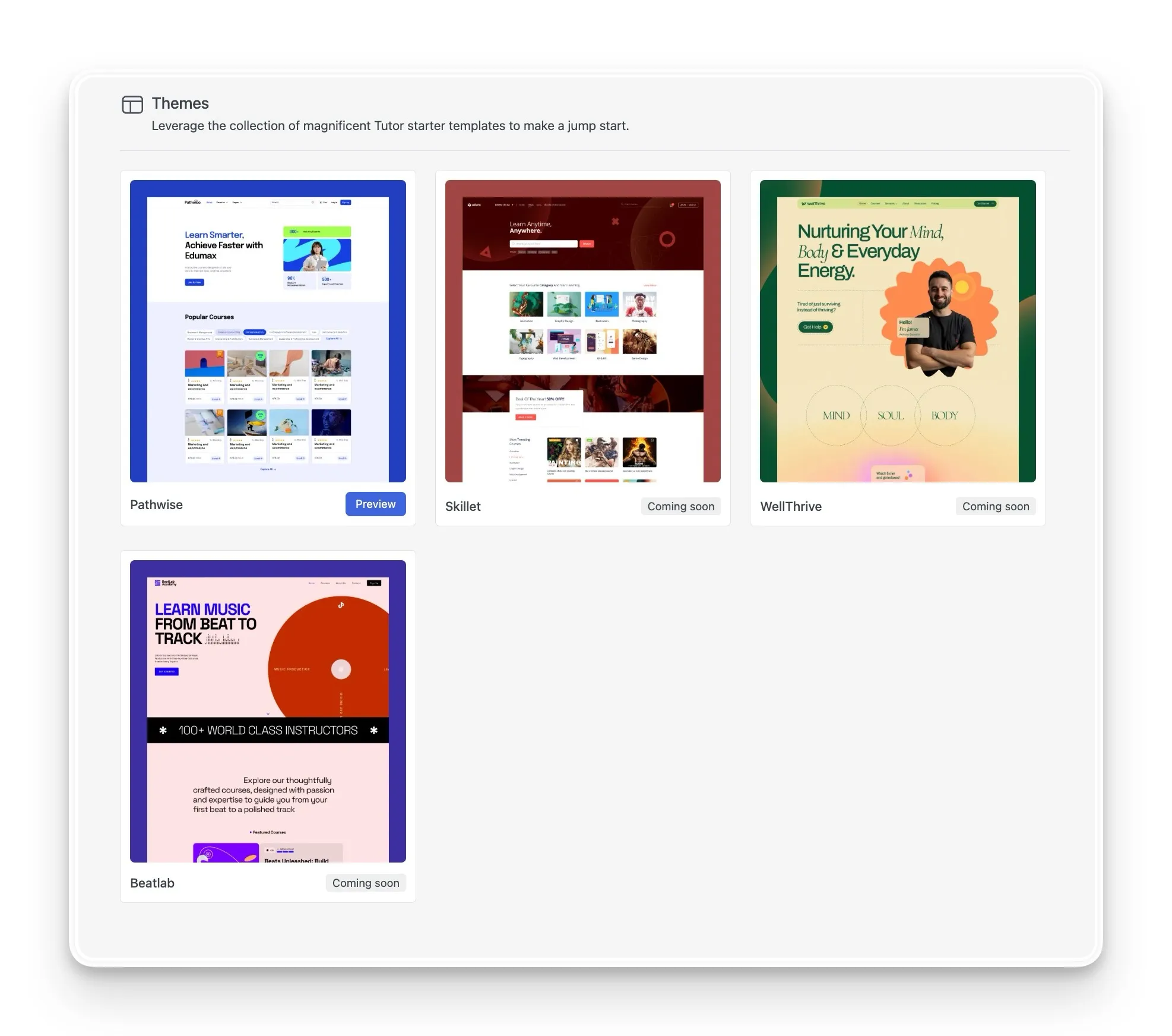 Themes Showcase Tutor LMS