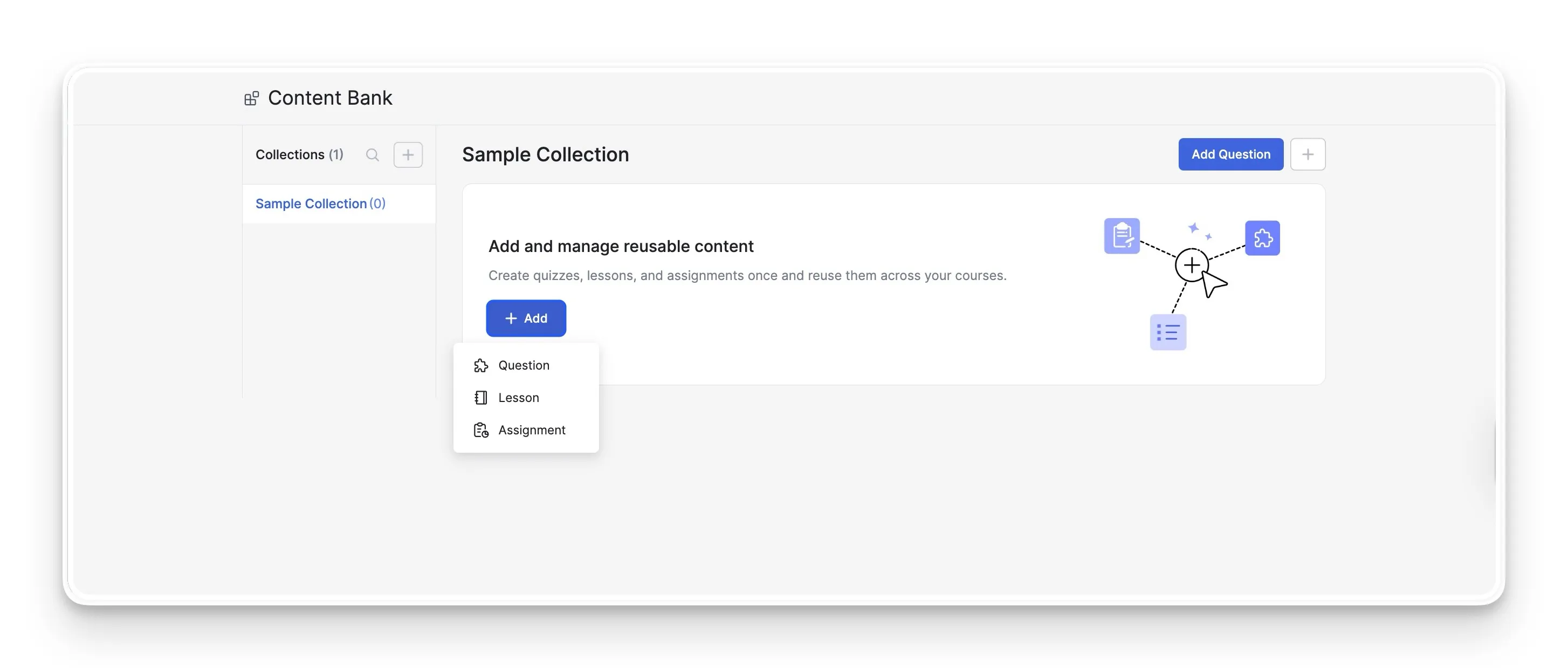 Adding Content in New Collection Content Bank
