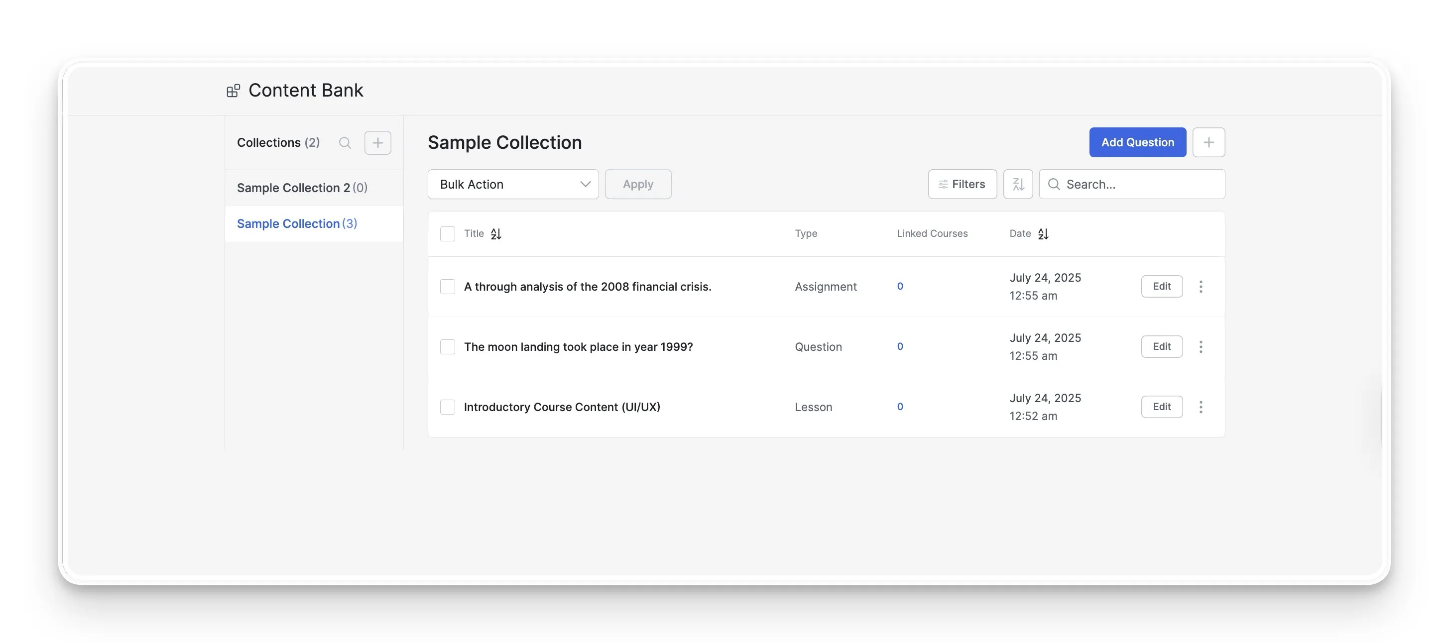 Collection Overview - Content Bank