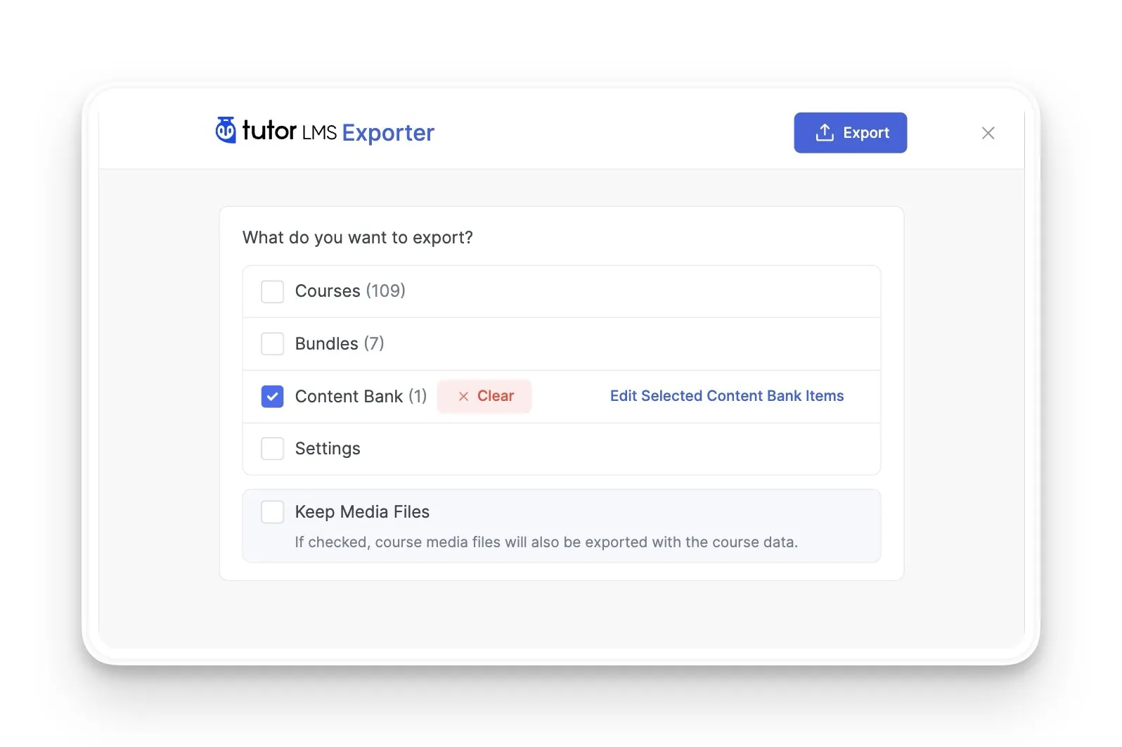 Content Bank Export Tutor LMS