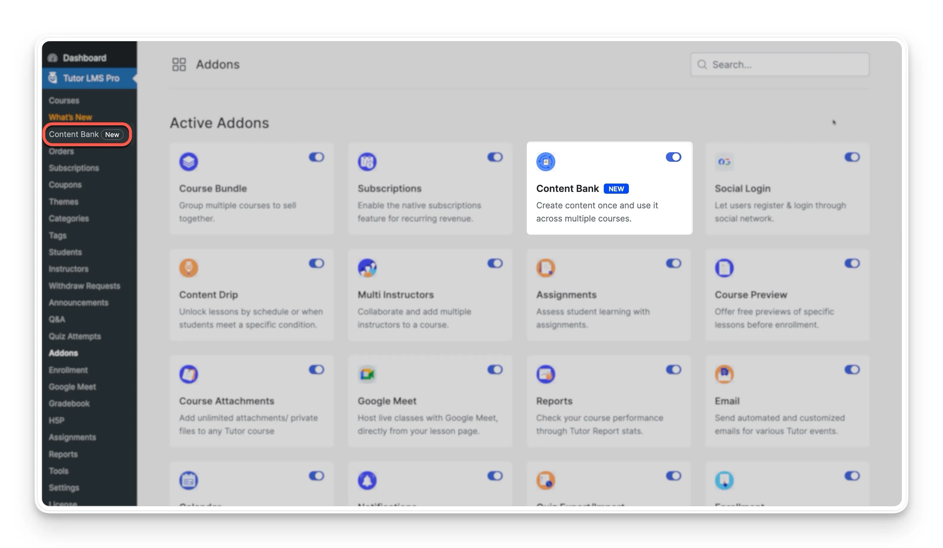 Content Bank (New) Tutor LMS