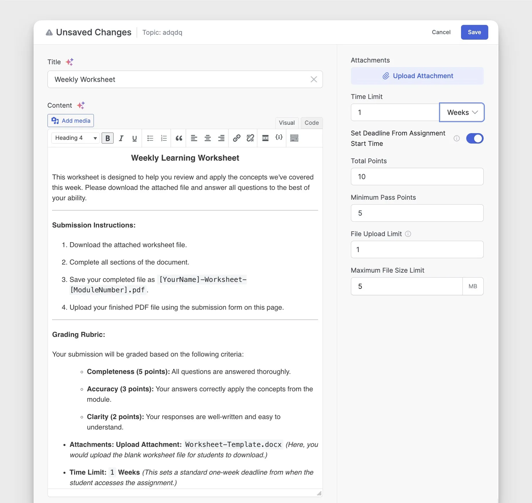 Assignment Template
