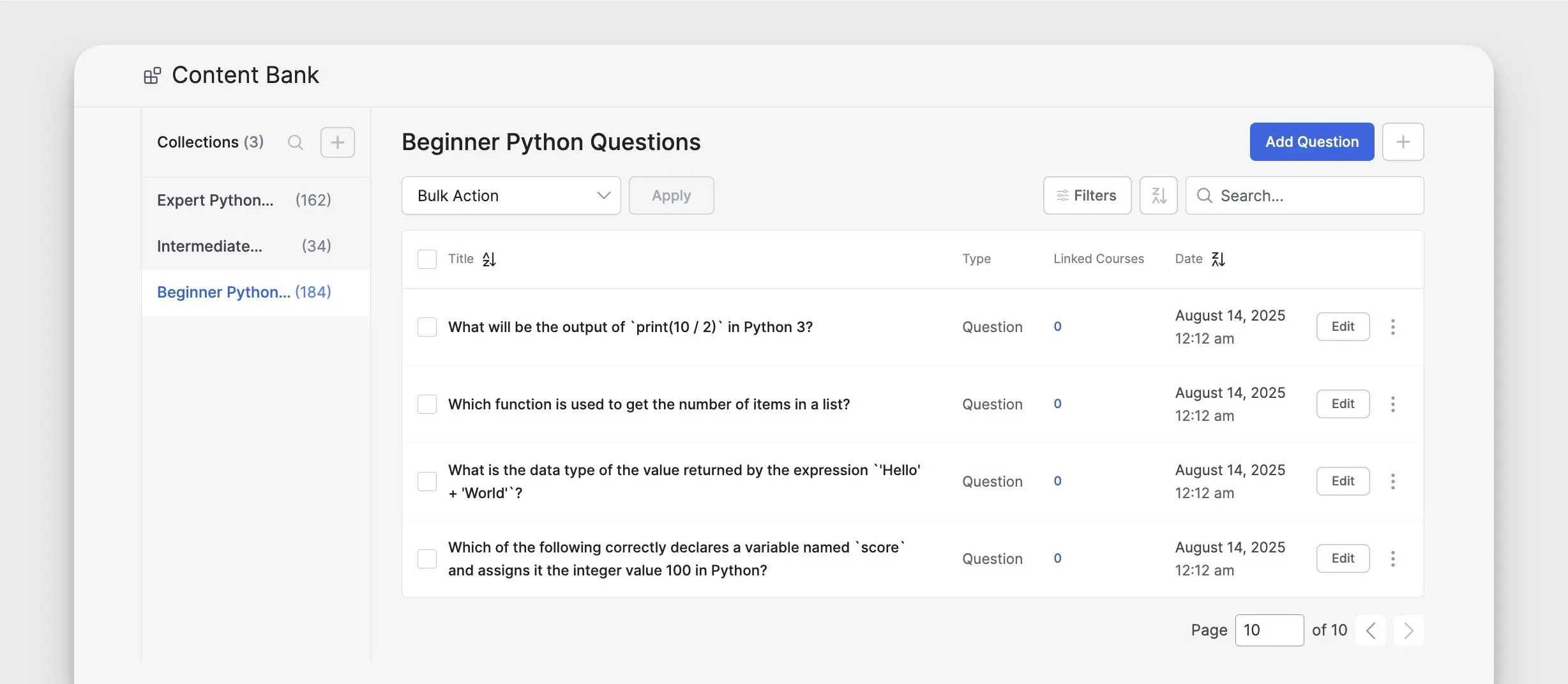Tiered Question Pools for Dynamic Quizzes