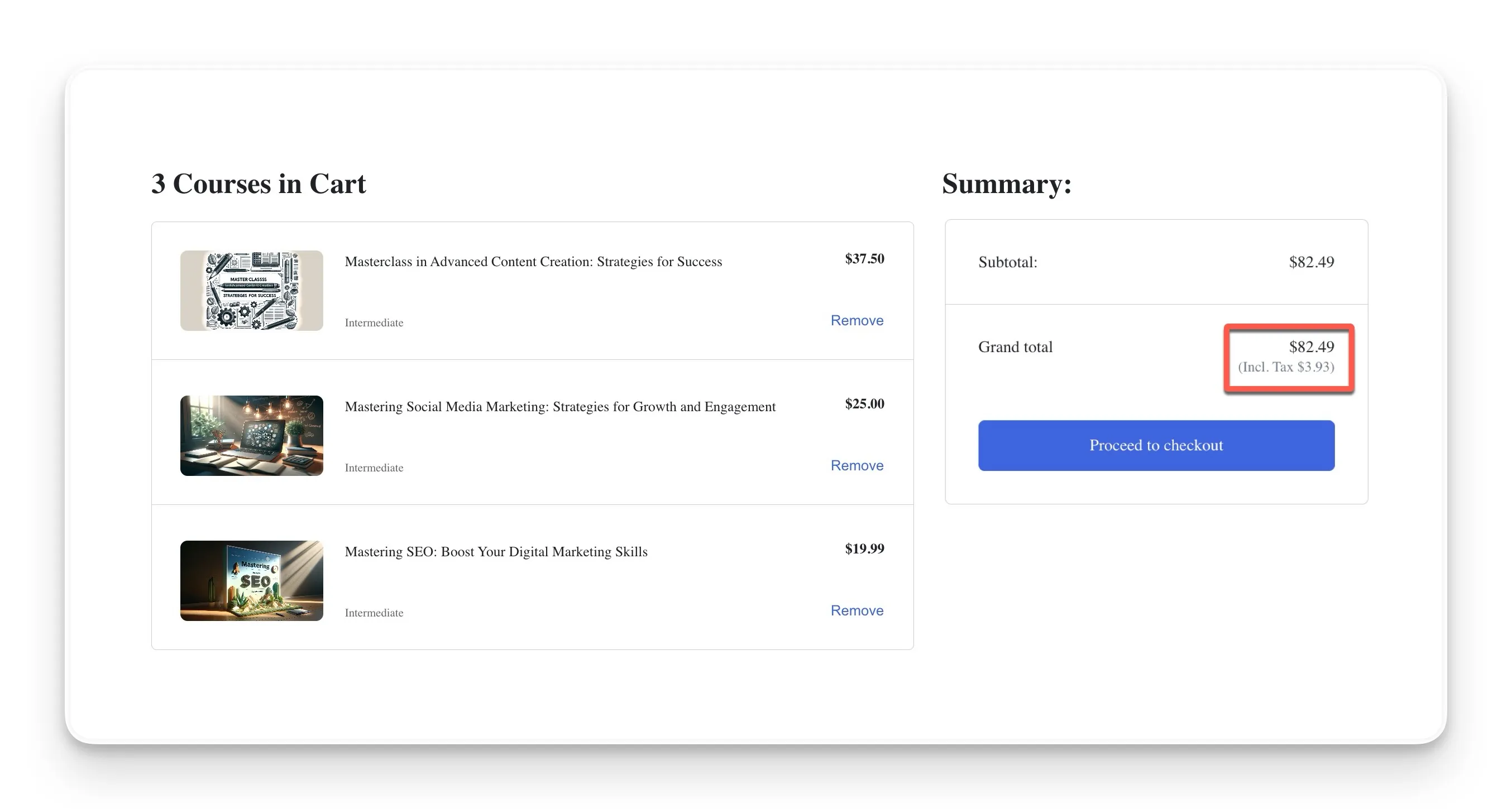 Inclusive Tax Checkout Page