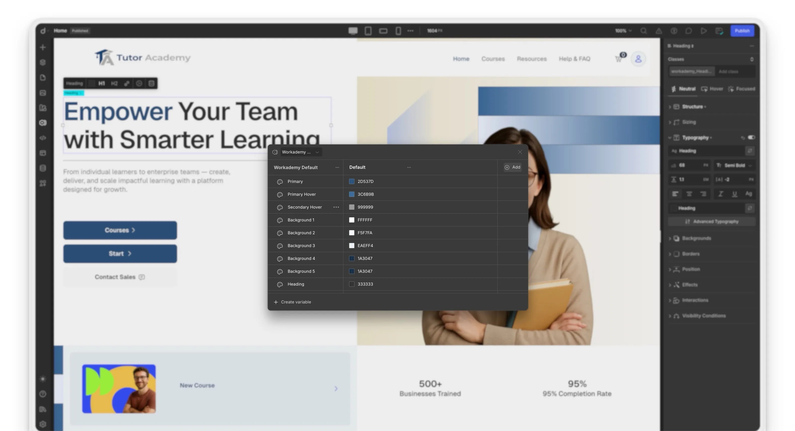 Tutor LMS- Global Colors with Droip Variables