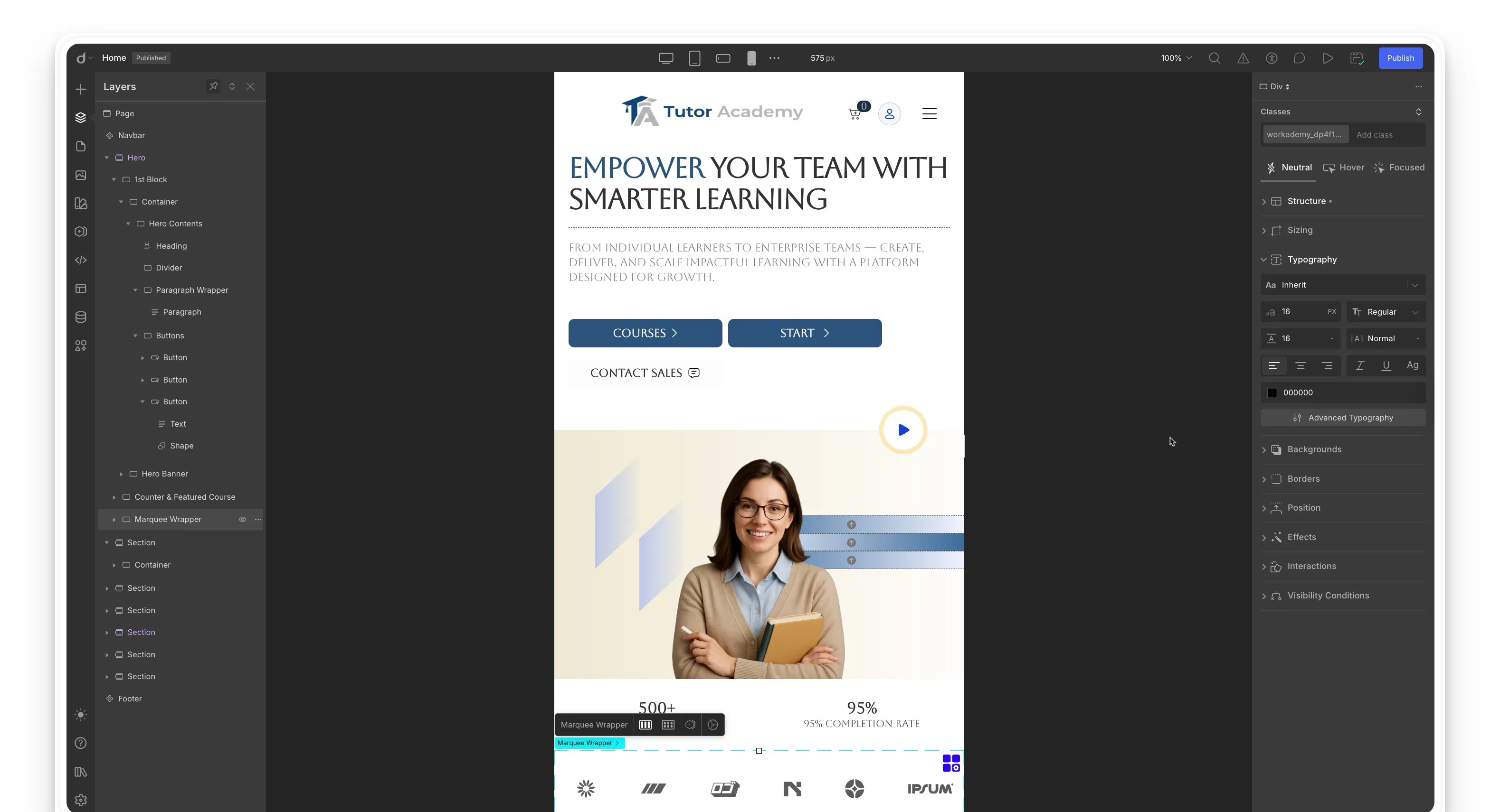 Mobile First Design Tutor LMS x Droip Integration