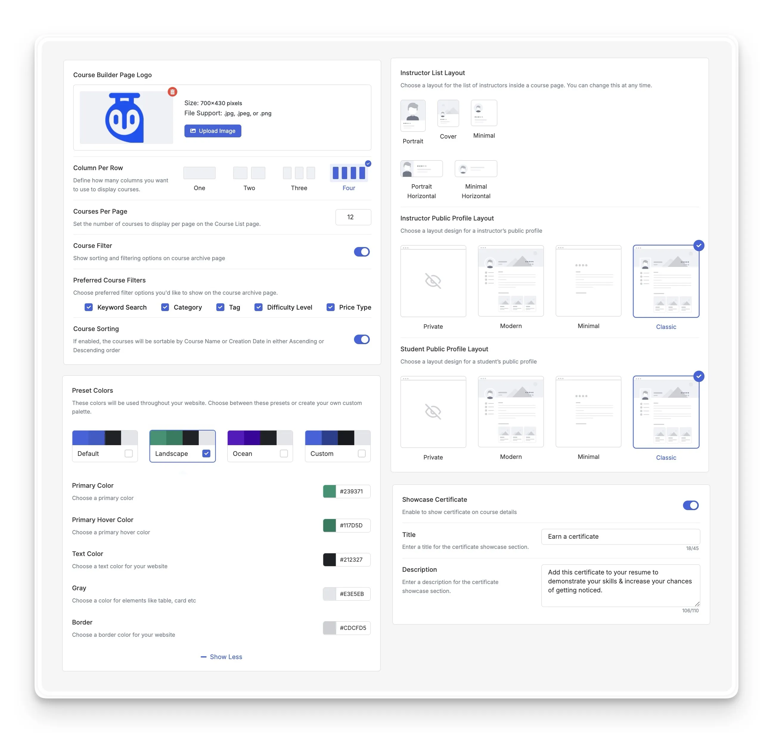 Tutor LMS Built in Brand Customization