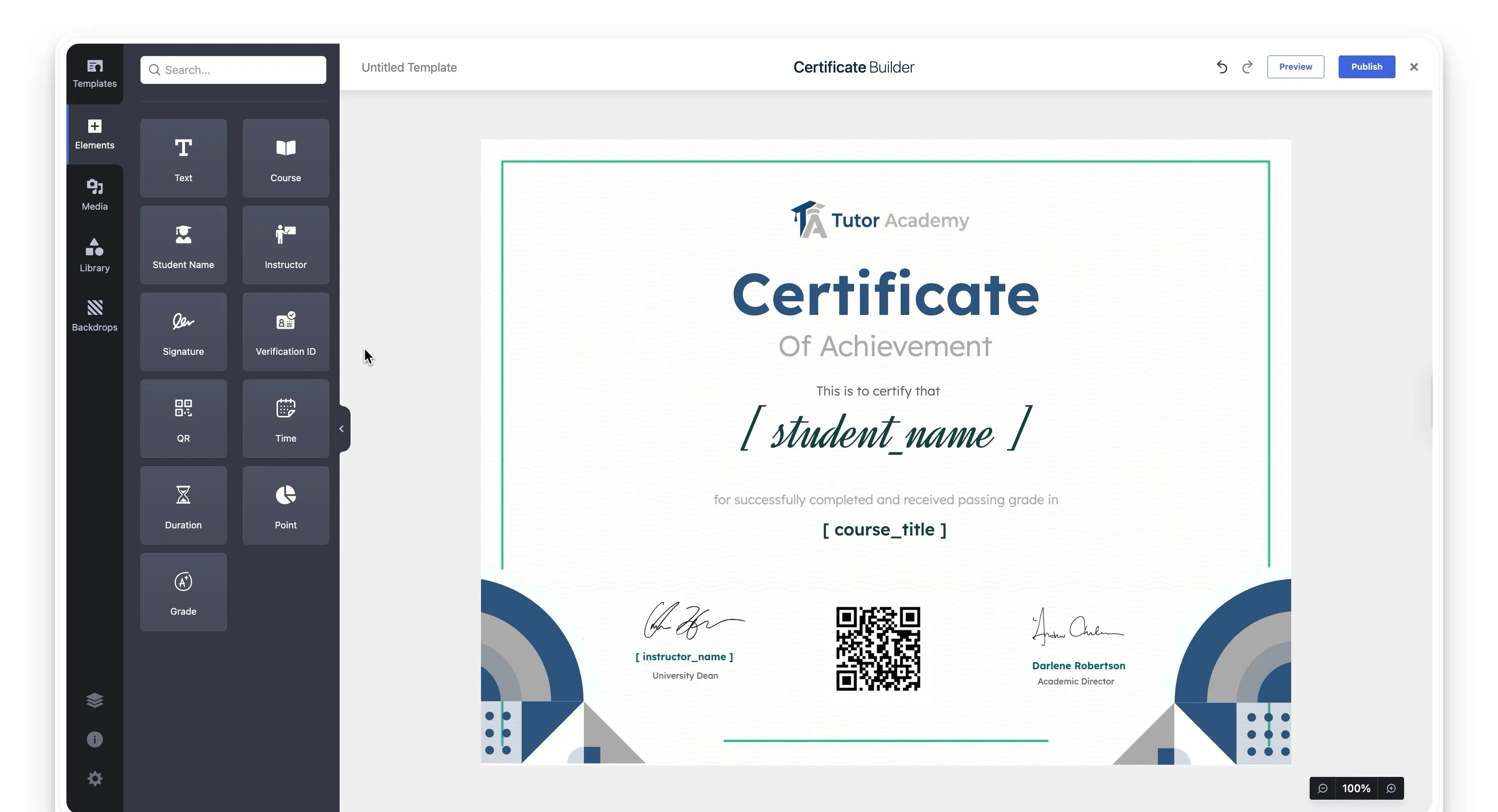 Tutor LMS Custom Certificate Builder