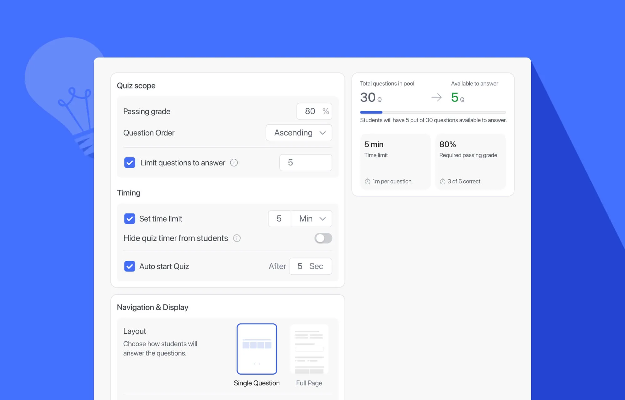 Smarter Quiz Settings in Tutor LMS 4.0