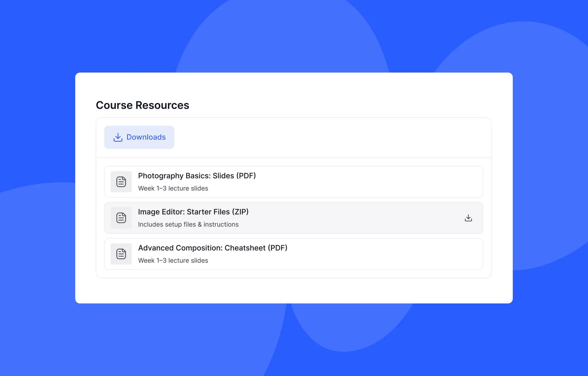 Resource Center in Tutor LMS