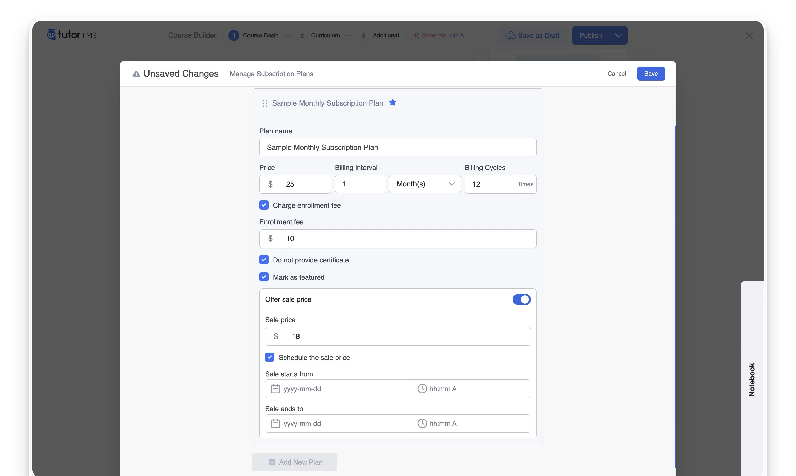 Add New Subscription