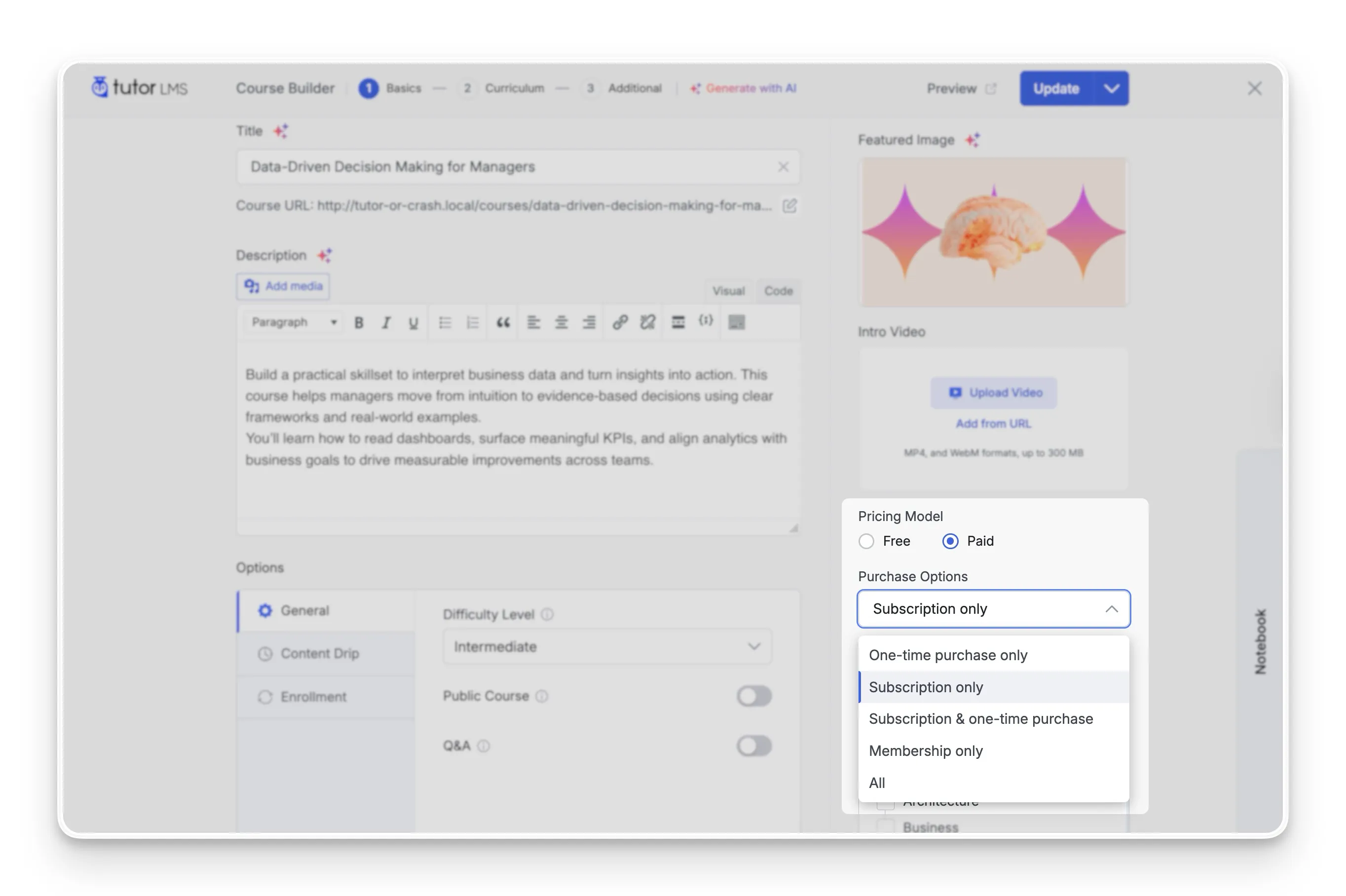 Subscription Only Course Model
